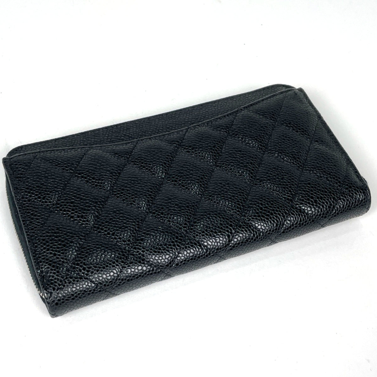 Chanel Black Grained Calfskin Long Wallet (Bi-Fold) (Pre-Owned)