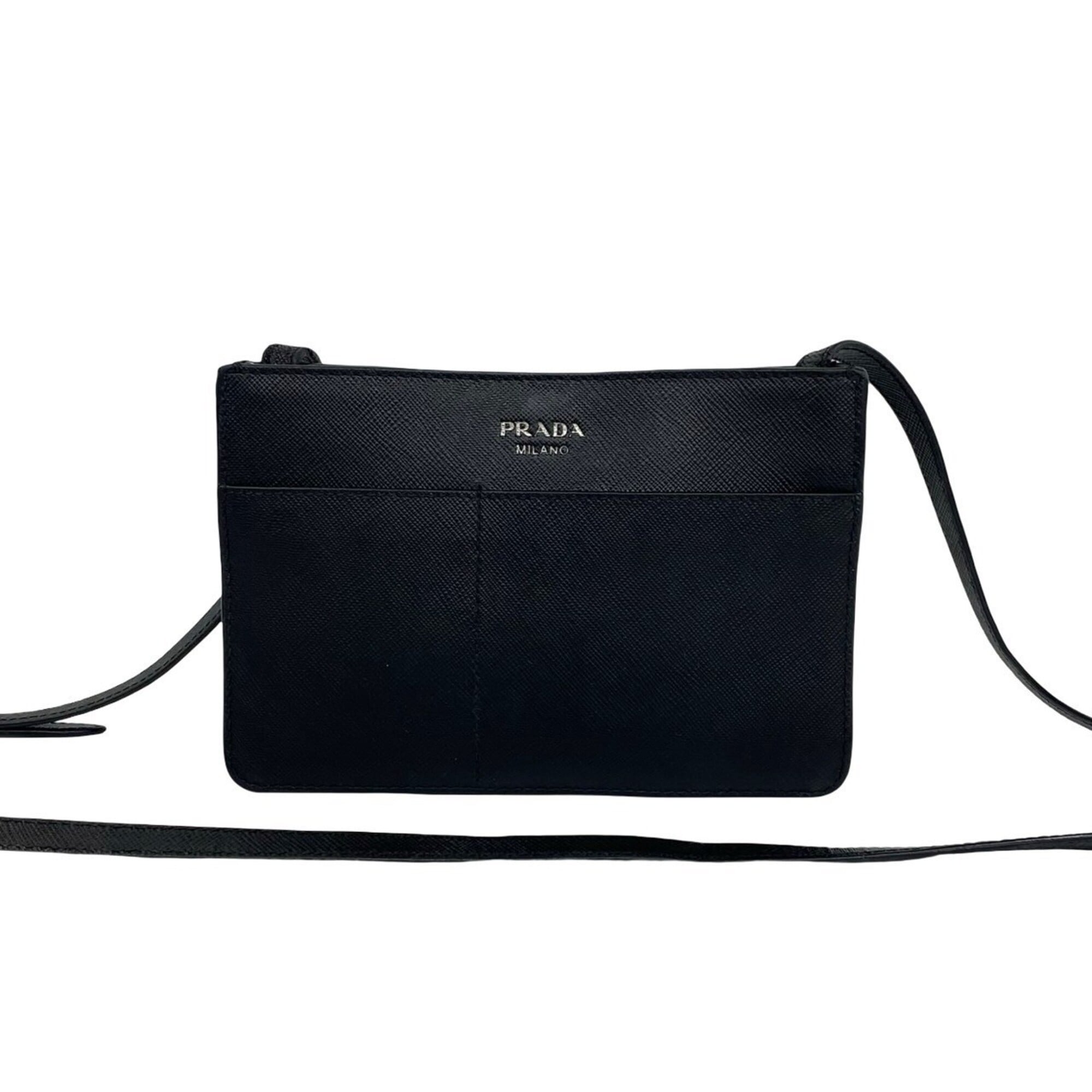 Prada Black Leather Pochette Shoulder Bag (Pre-Owned)