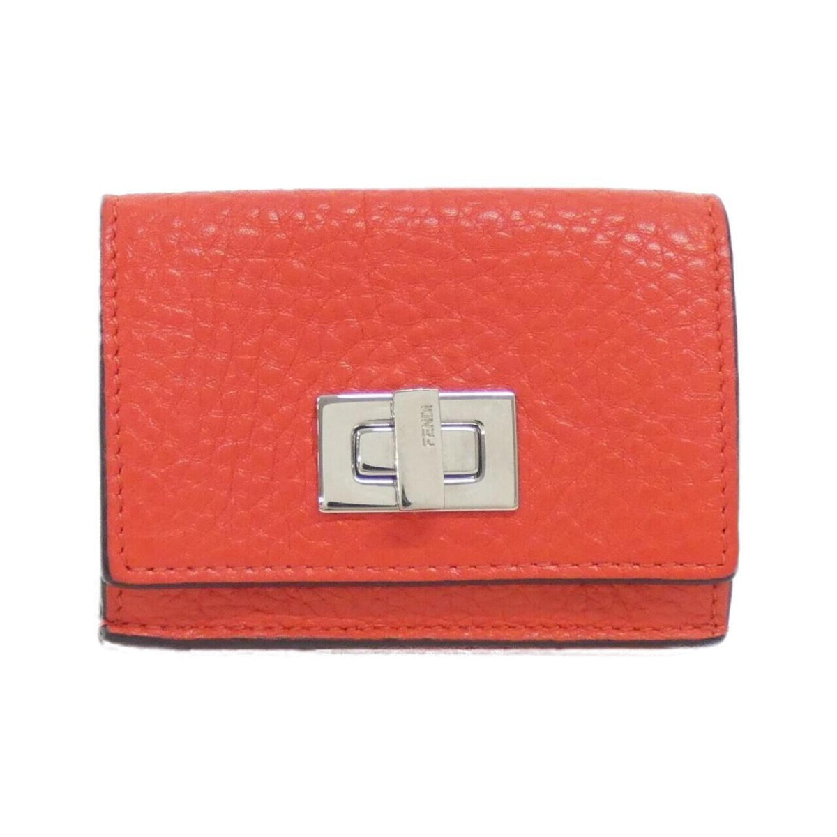 Fendi Red Color Leather Wallet (Tri-Fold) (Pre-Owned)
