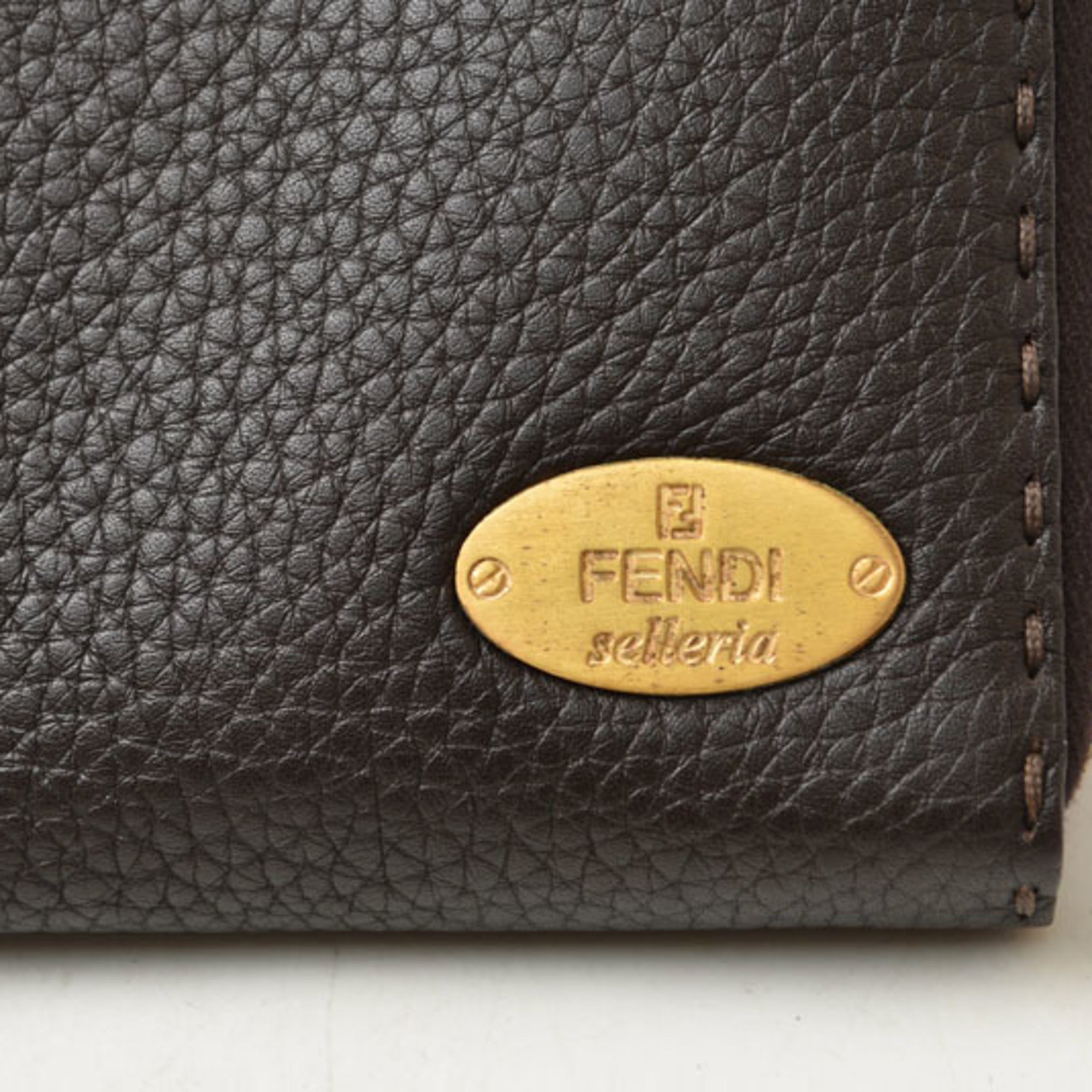 Fendi Dark Brown Leather Coin Purse/Coin Case (Pre-Owned)