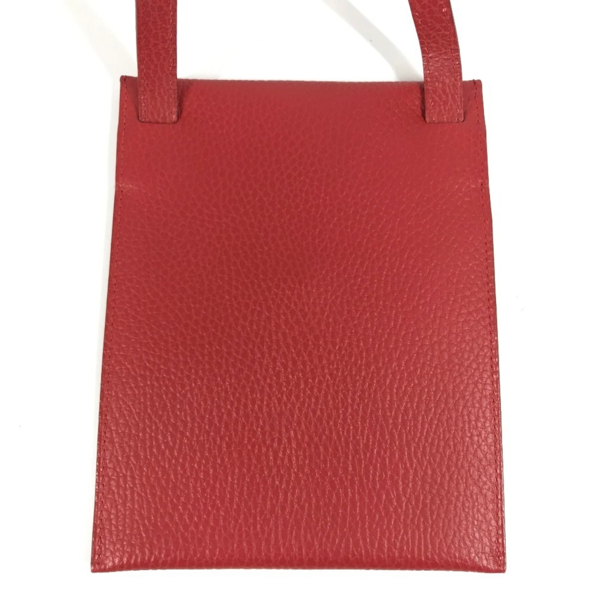 Hermes Amelie Red Color Leather Pochette Shoulder Bag (Pre-Owned)