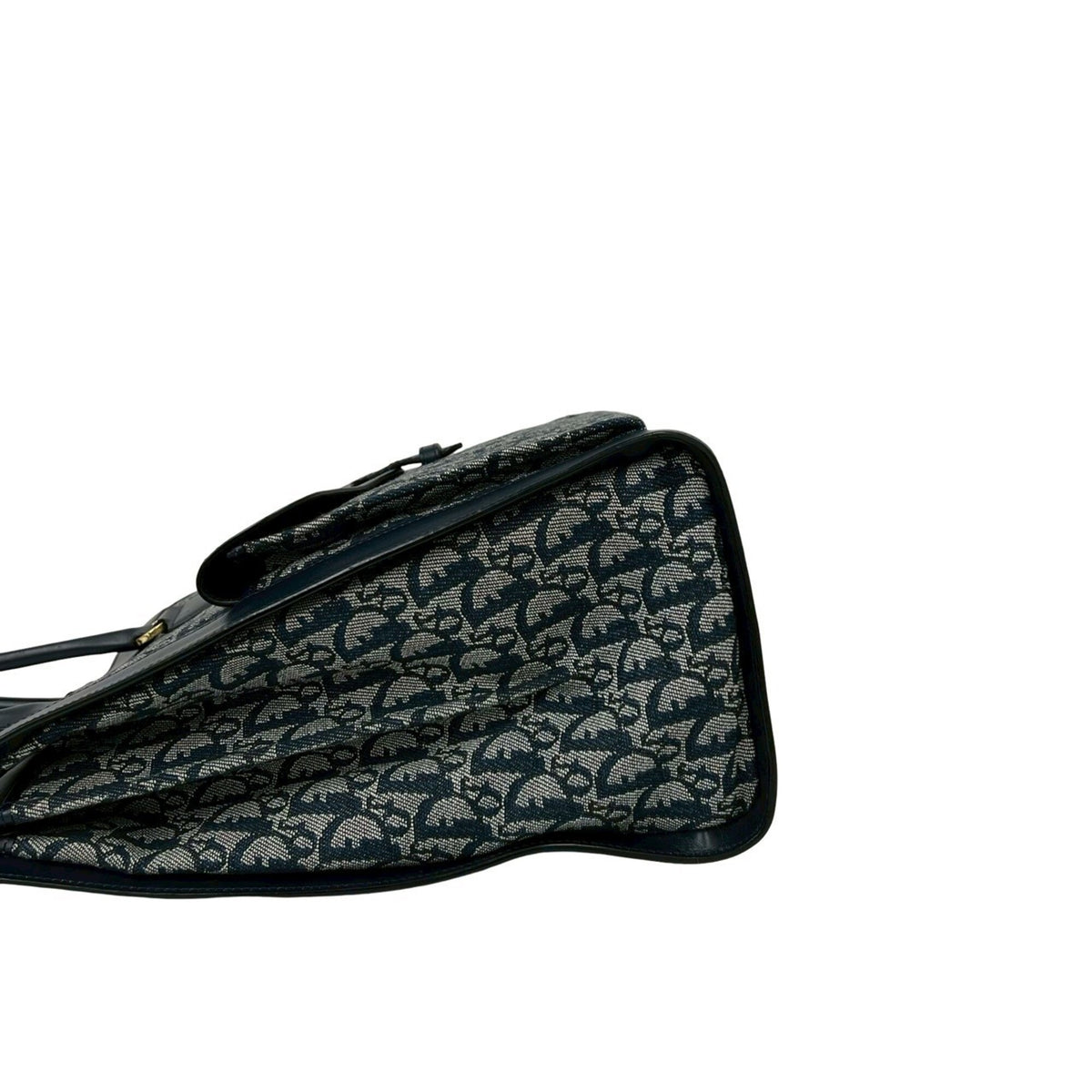 Christian Dior Navy Canvas Leather Handbag Tote Bag (Pre-Owned)