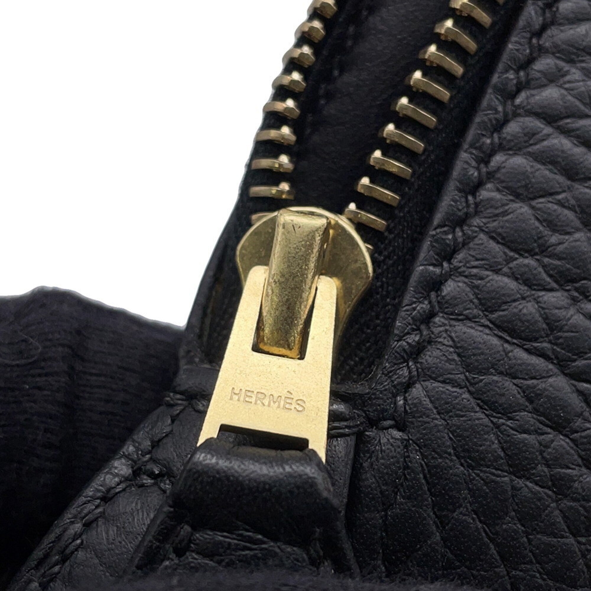 Hermes Black Taurillon Clemence Leather Handbag (Pre-Owned)