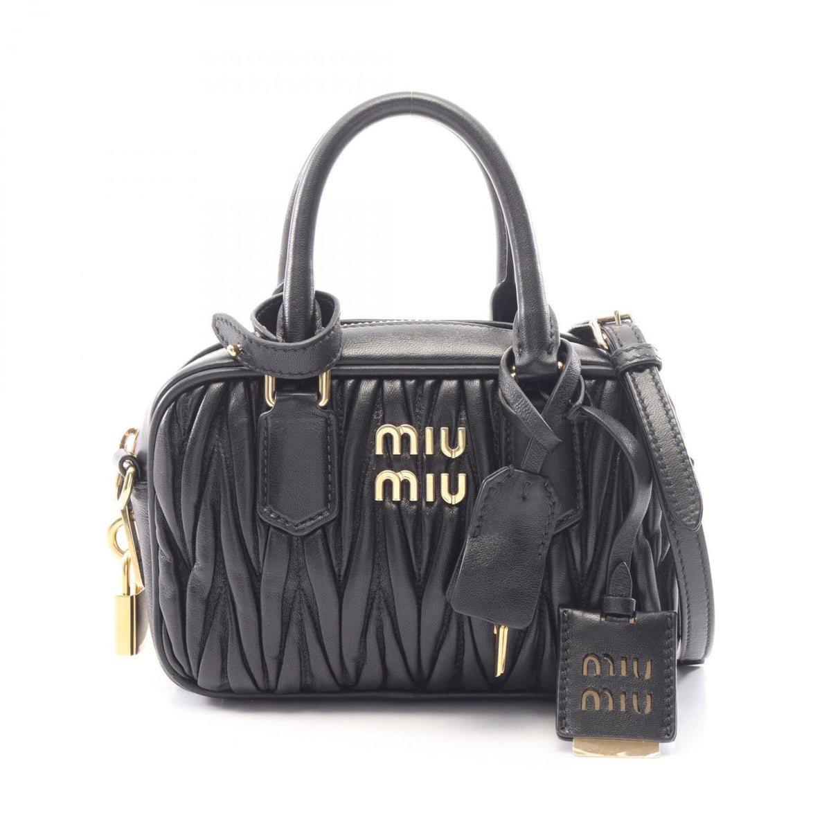 Miu Miu Matelasse Black Leather Handbag (Pre-Owned)