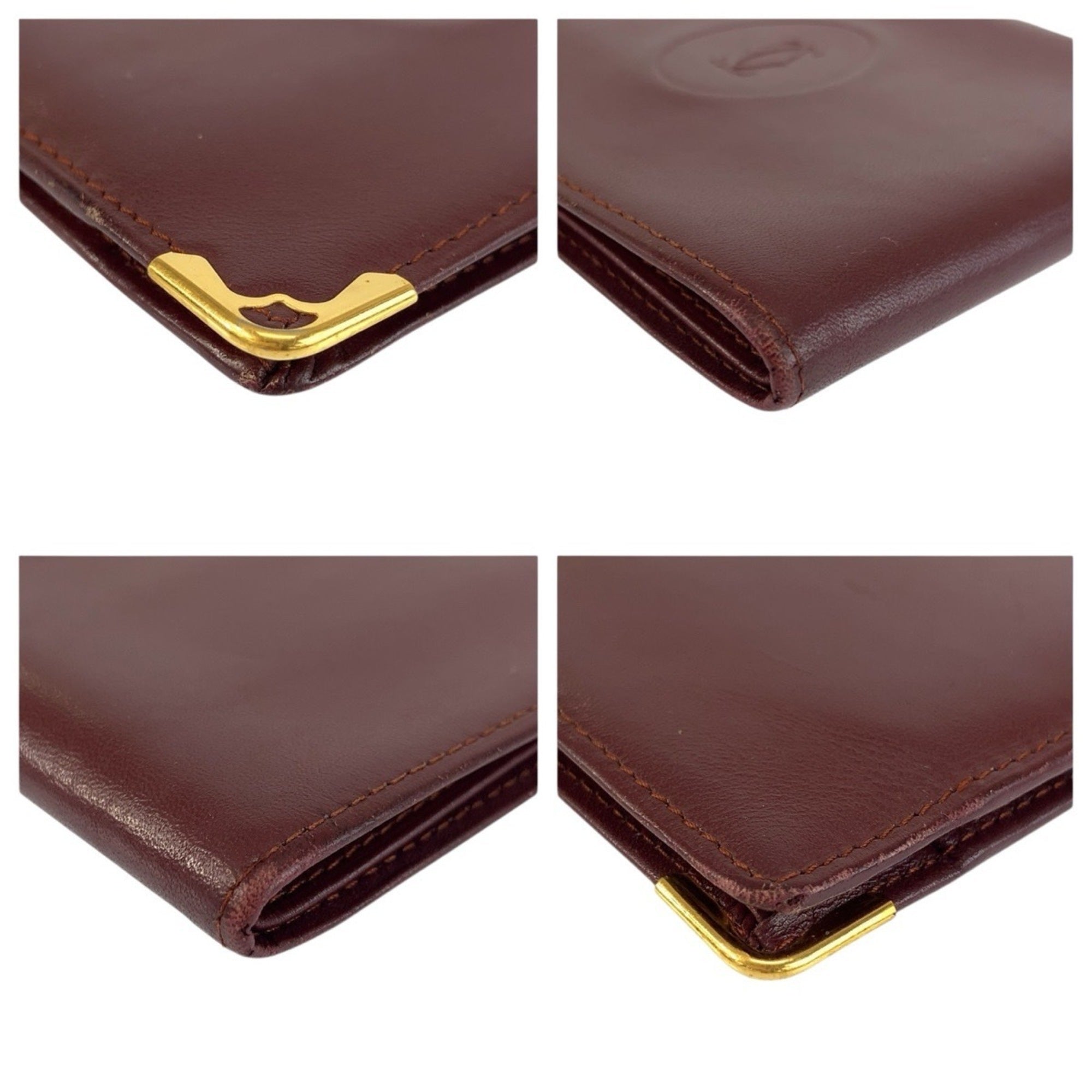 Cartier Bordeaux Wine Red Leather Wallet (Bi-Fold) (Pre-Owned)