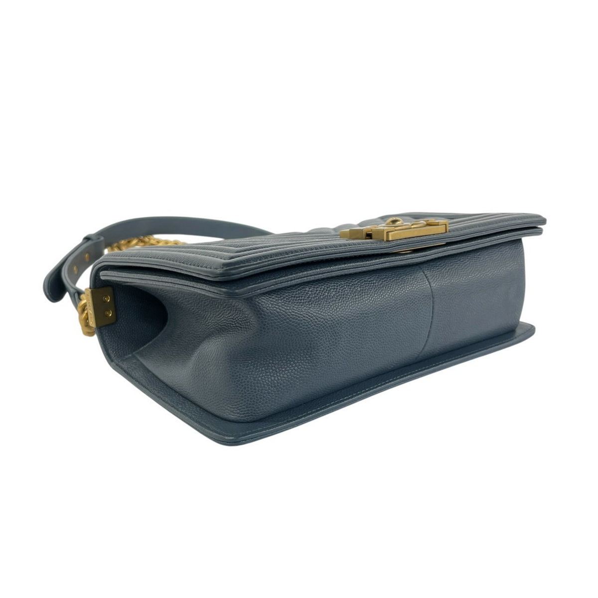 Chanel Blue Grained Calfskin Shoulder Bag (Pre-Owned)