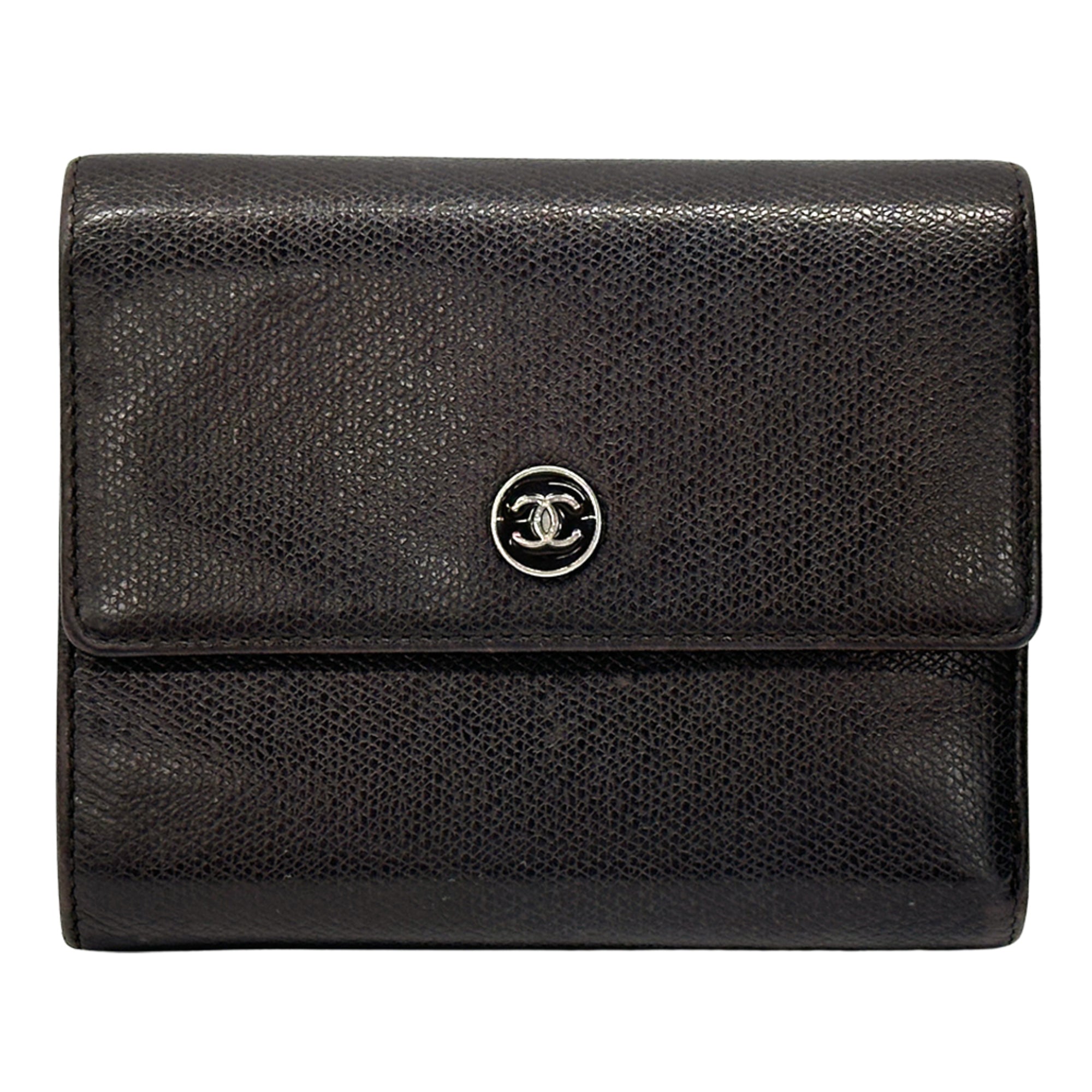 Chanel Dark Brown Leather Wallet (Bi-Fold) (Pre-Owned)