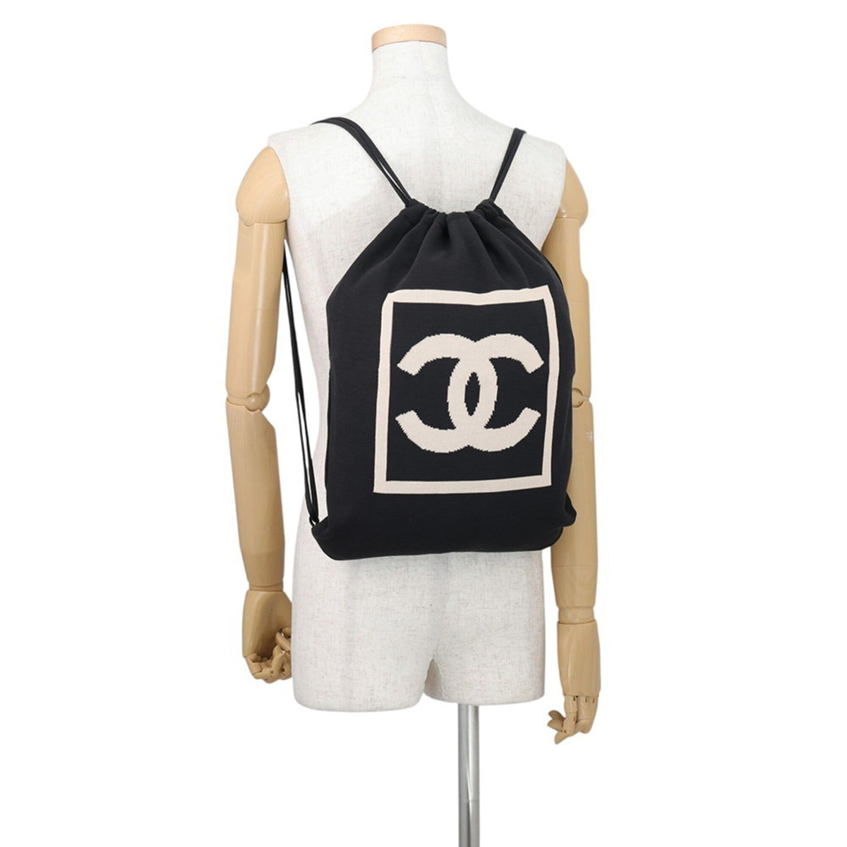 Chanel Beige Black Cotton Handbag (Pre-Owned)