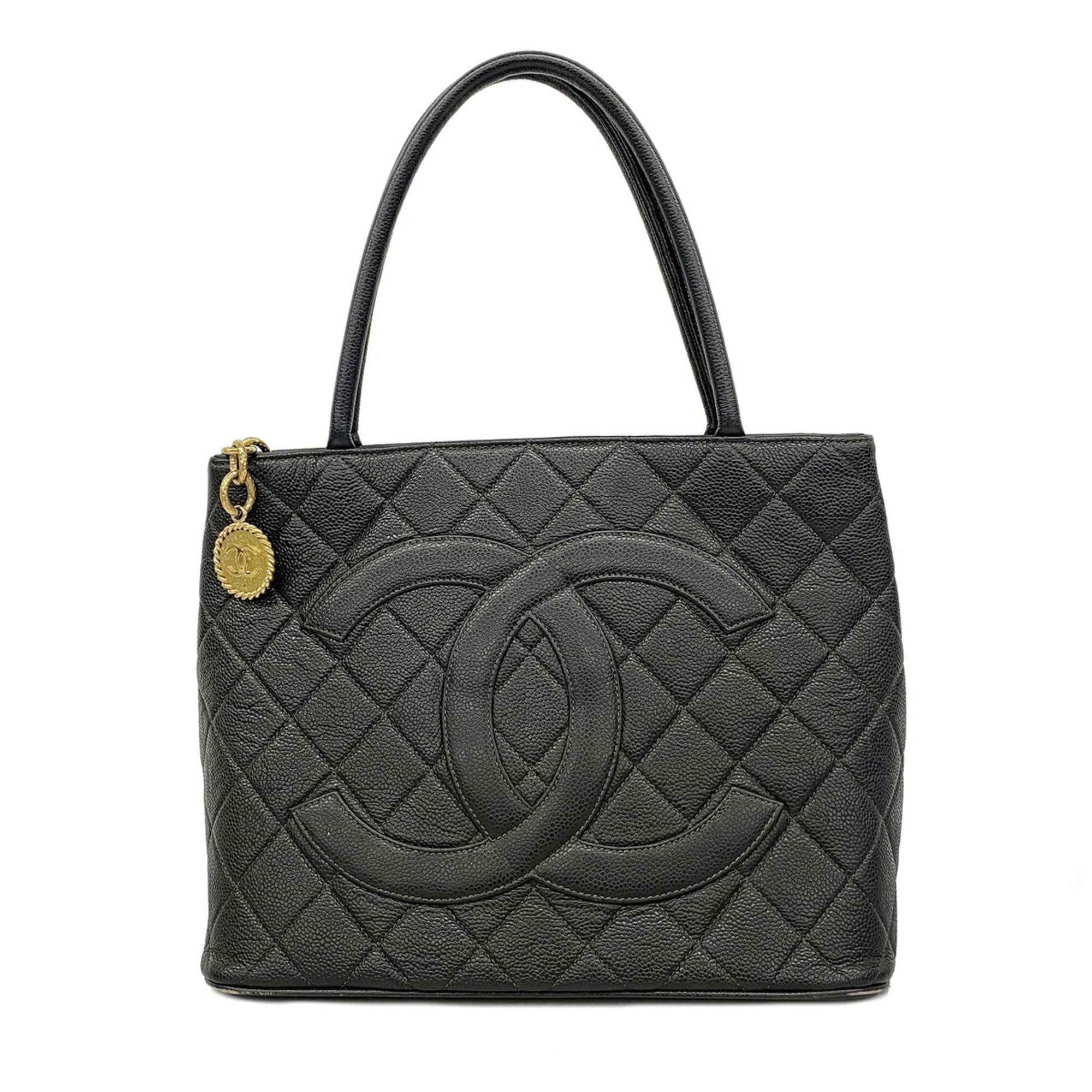 Chanel Black Grained Calfskin Tote Bag (Pre-Owned)