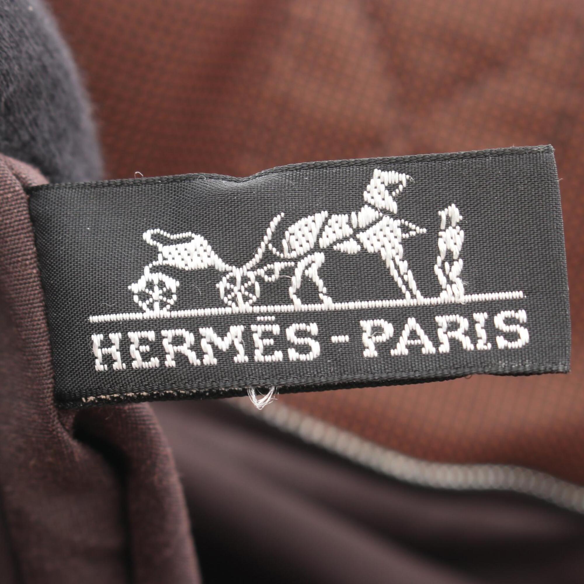 Hermes Brown Nylon Canvas Handbag Tote Bag (Pre-Owned)