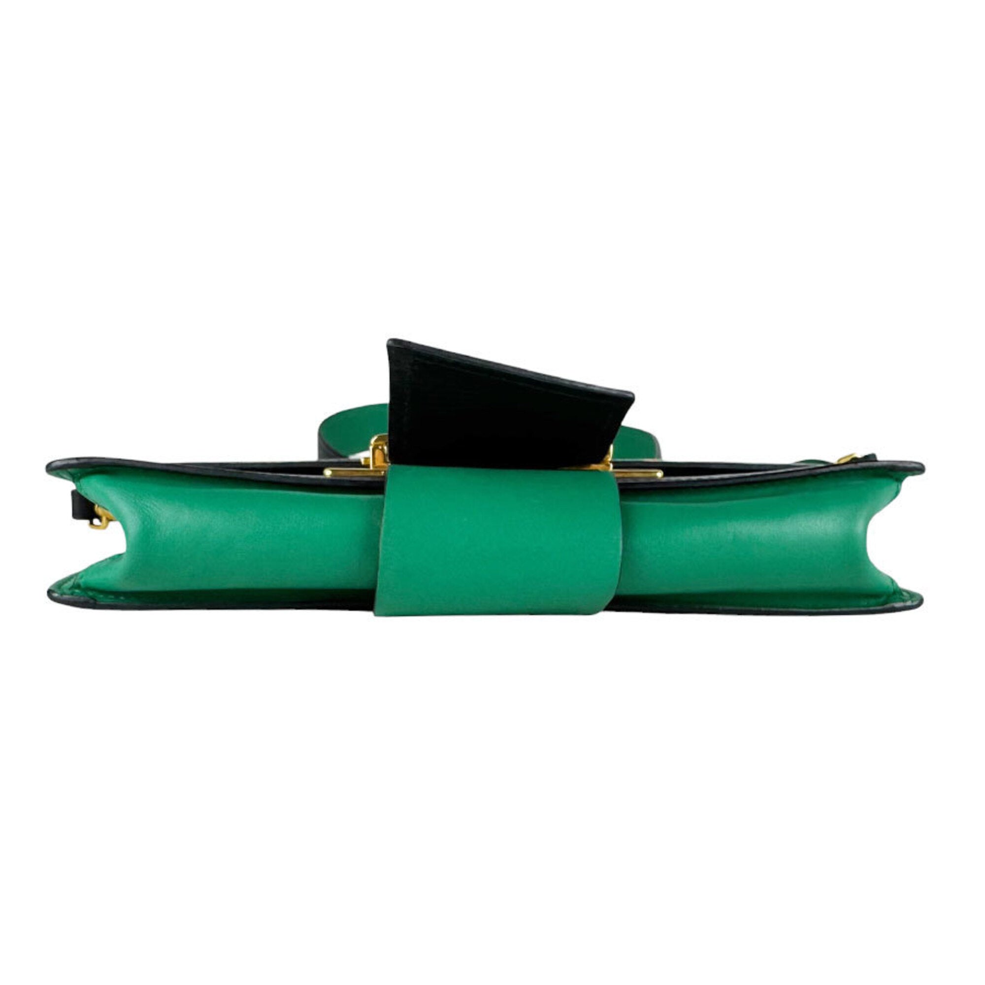 Prada Black Green Leather Shoulder Bag (Pre-Owned)