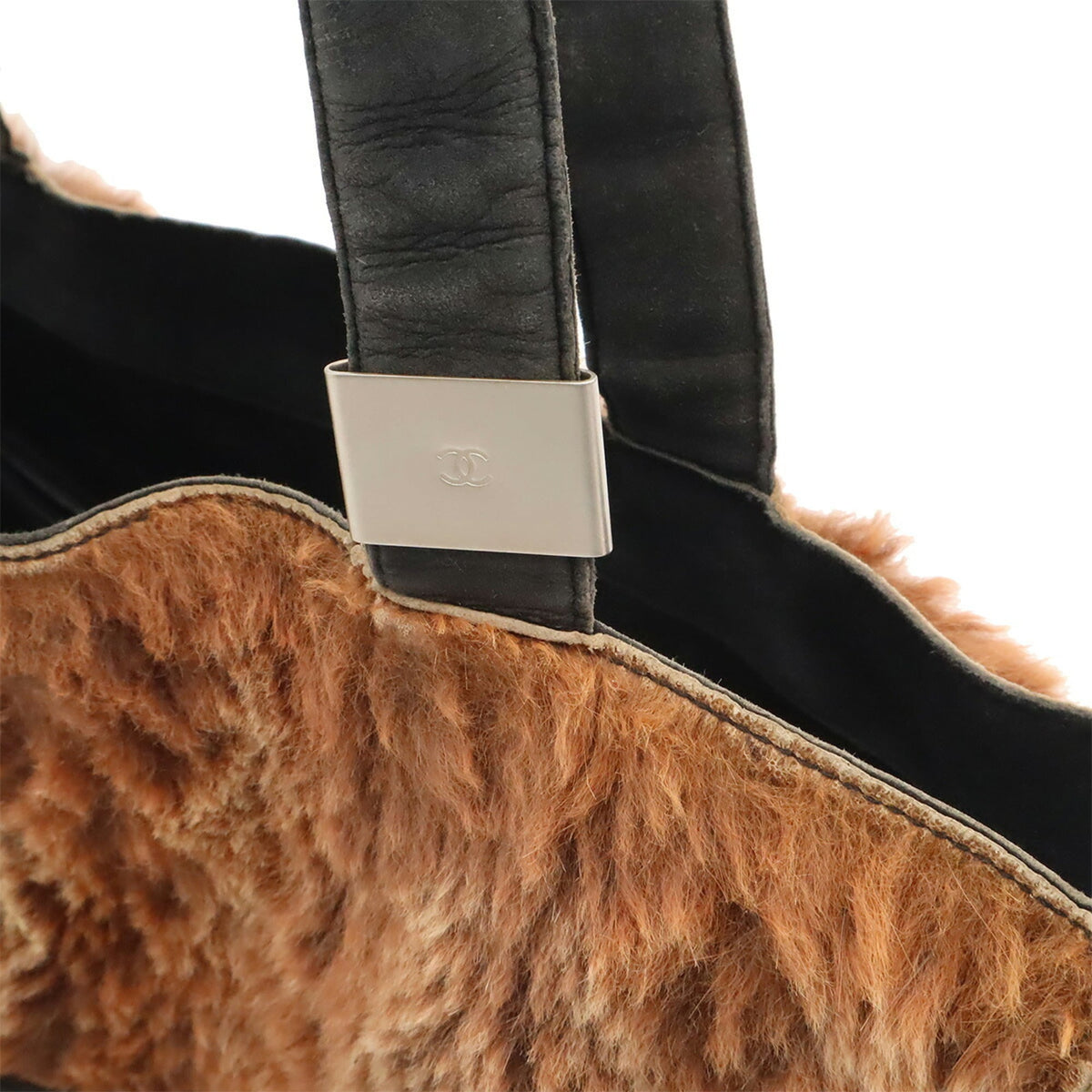Chanel Black Brown Lapin Suede Handbag Tote Bag (Pre-Owned)