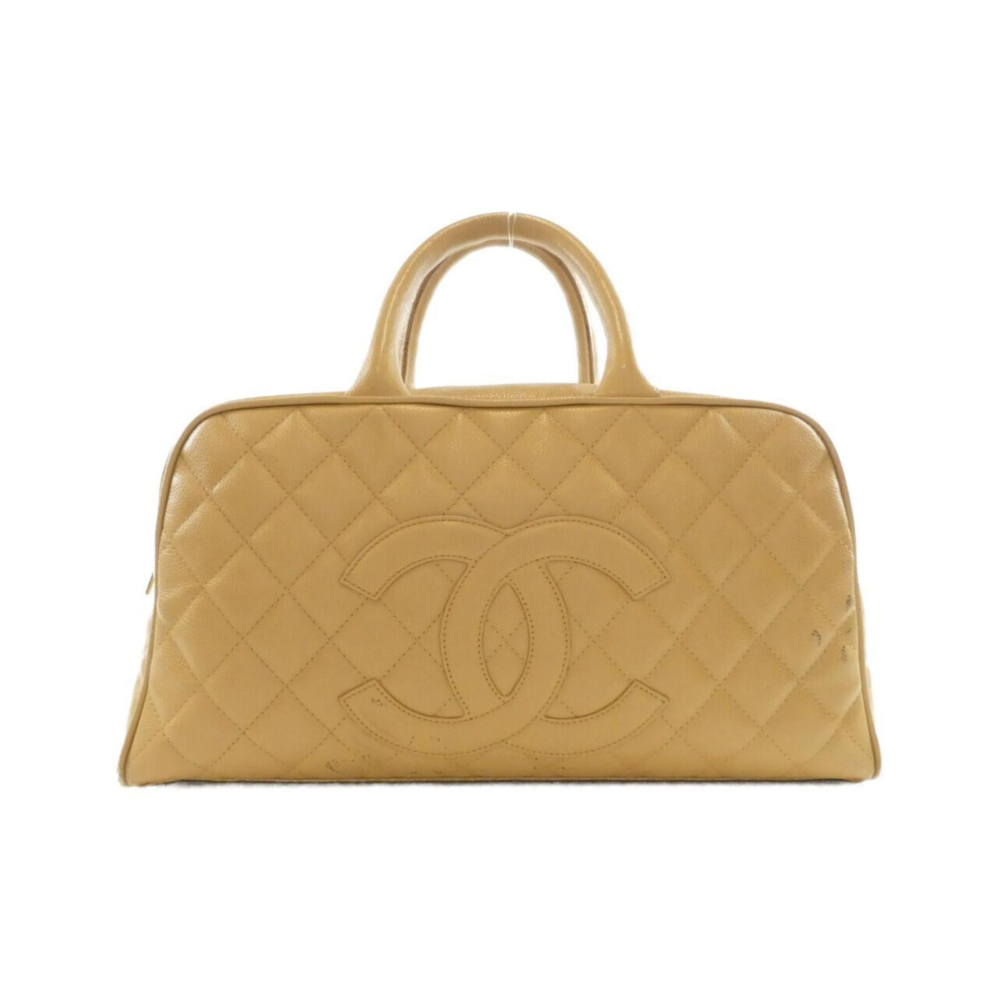 Chanel Beige Grained Calfskin Boston Bag (Pre-Owned)