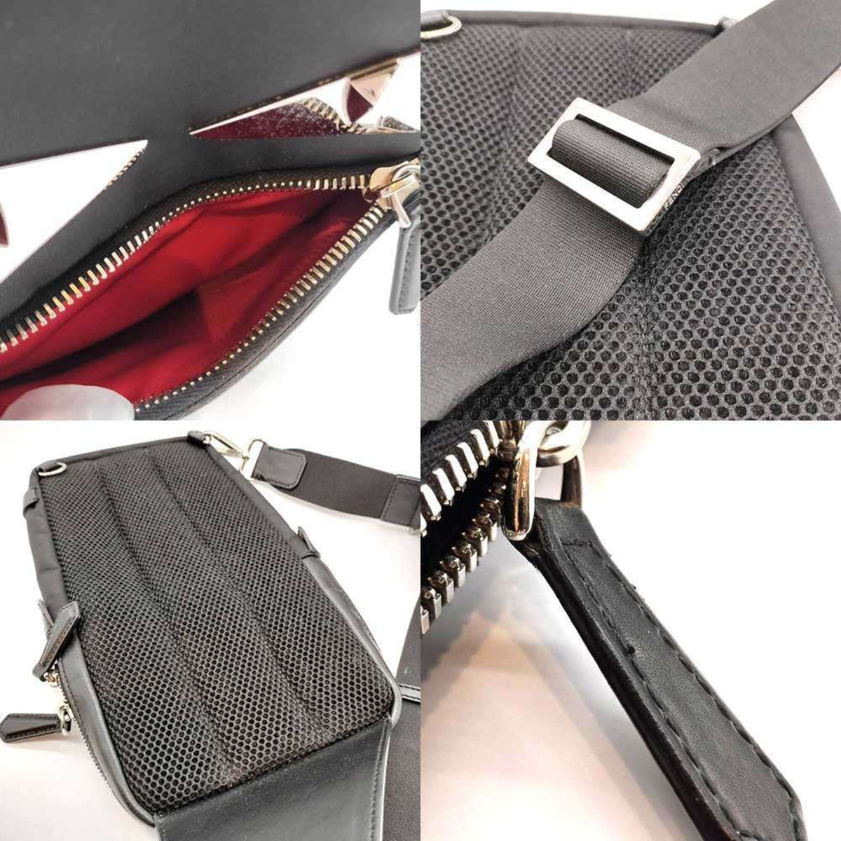 Fendi Black Nylon Leather Sling Bag (Pre-Owned)