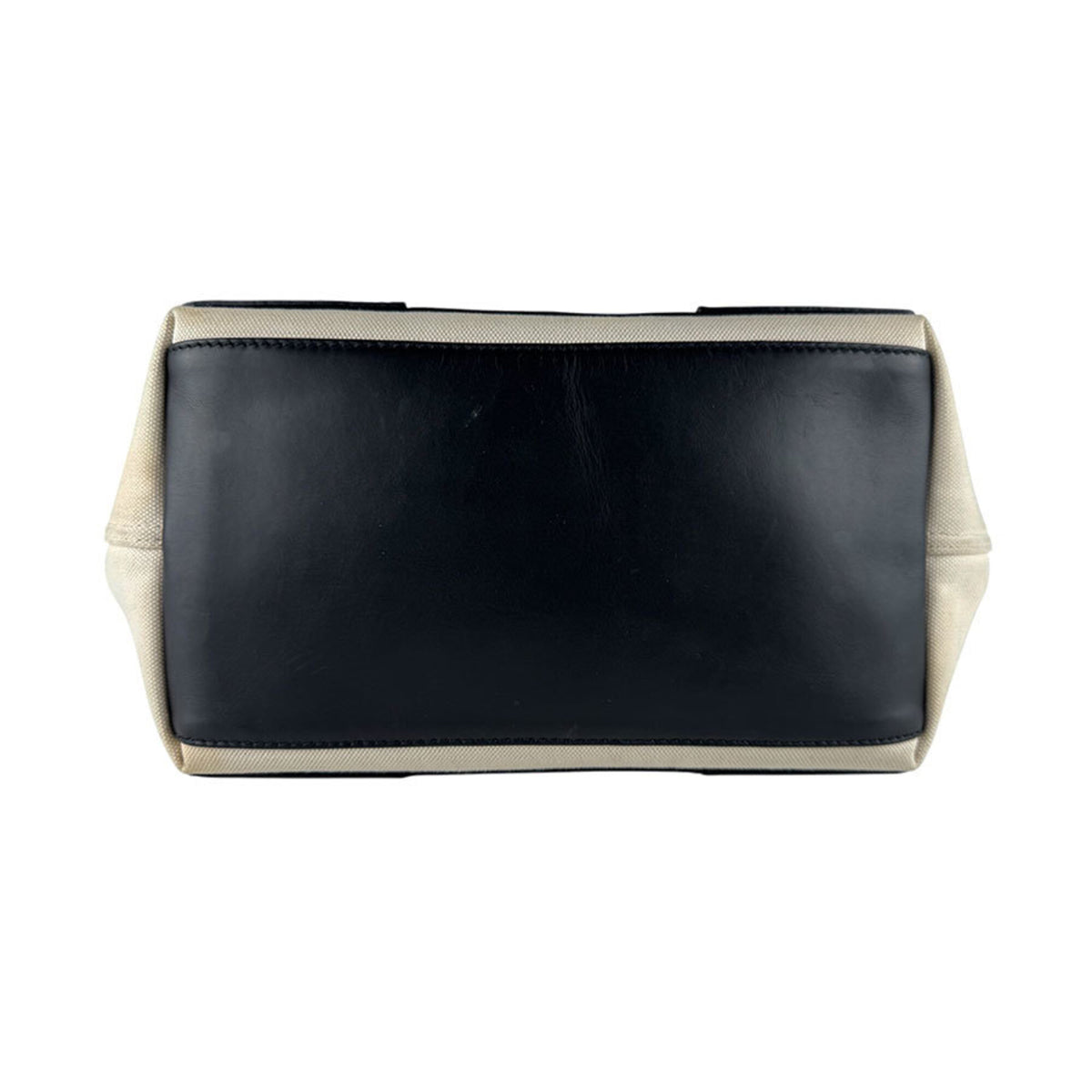 Balenciaga Black Ivory Canvas Leather Handbag Tote Bag (Pre-Owned)