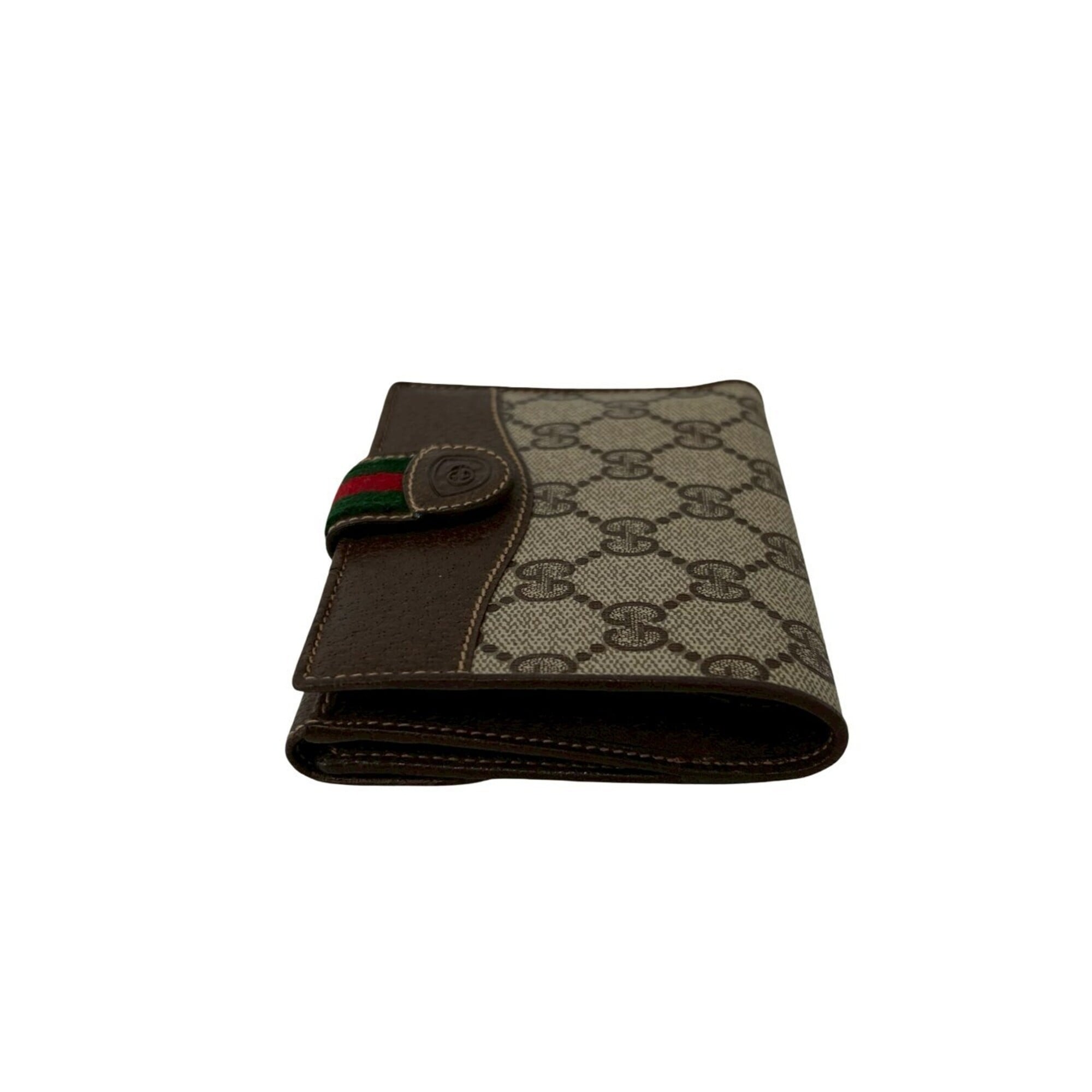 Gucci Brown Green Red Color Leather Pvc Wallet (Bi-Fold) (Pre-Owned)