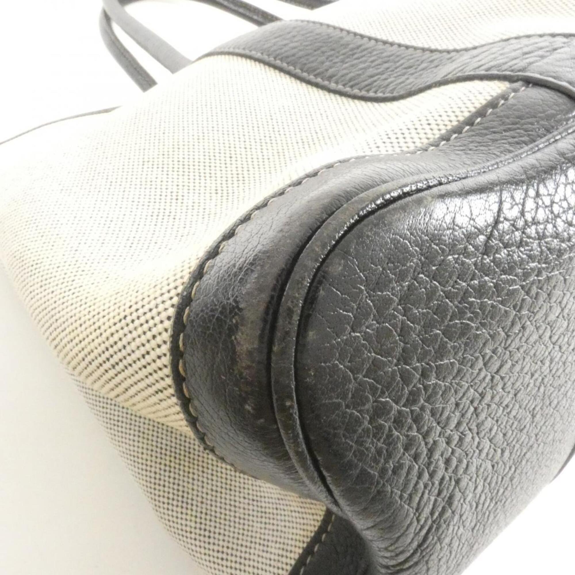 Hermes Black Toile H Buffle Skipper Leather Handbag (Pre-Owned)