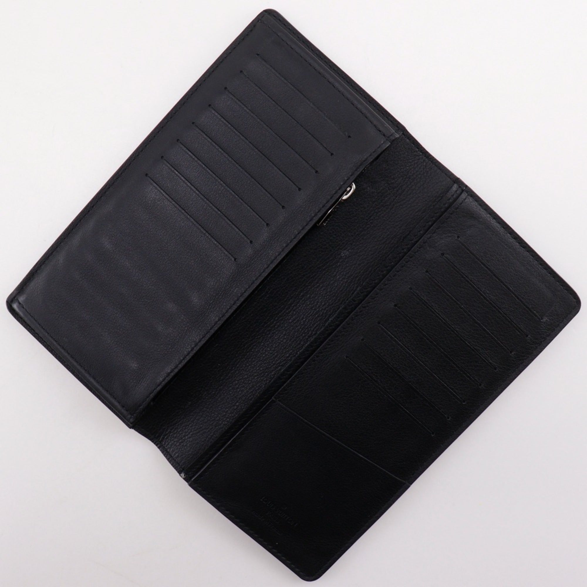 Louis Vuitton Black Leather Long Wallet (Bi-Fold) (Pre-Owned)
