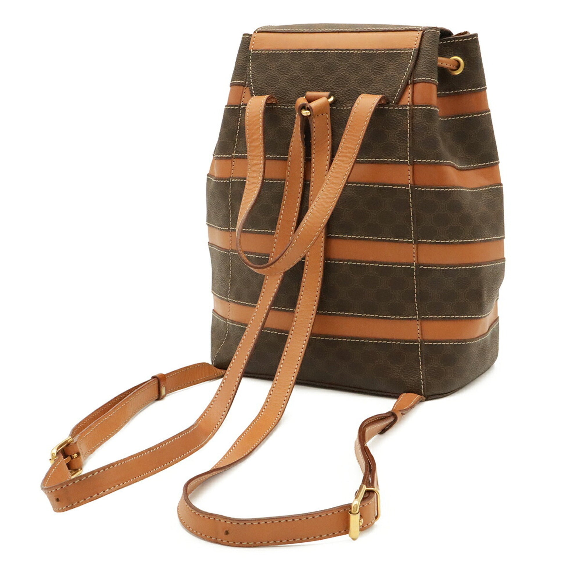 Celine Macadam Beige Dark Brown Pvc Leather Backpack (Pre-Owned)