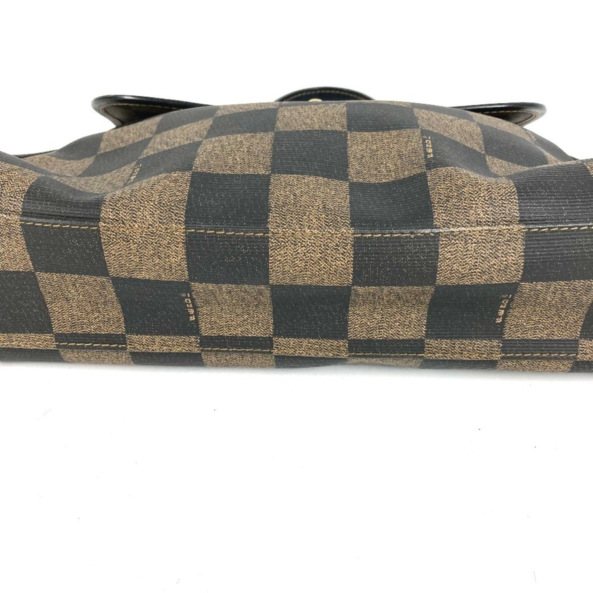 Fendi Brown Khaki Leather Pvc Handbag Tote Bag (Pre-Owned)