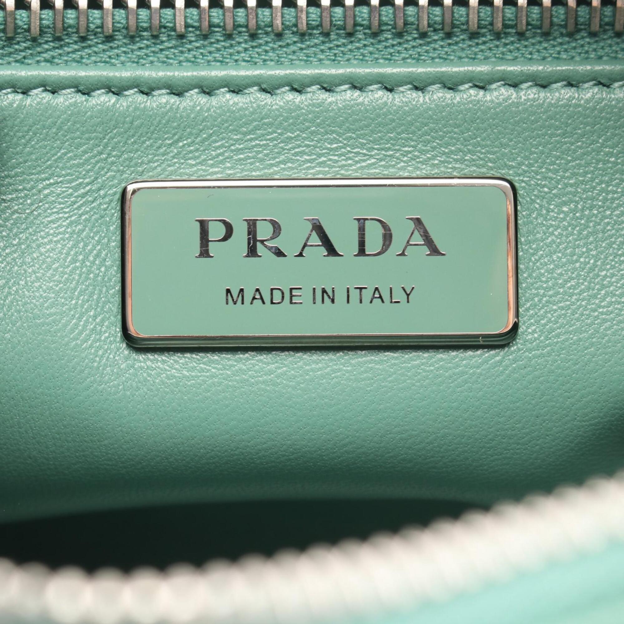 Prada Green Leather Handbag Shoulder Bag (Pre-Owned)
