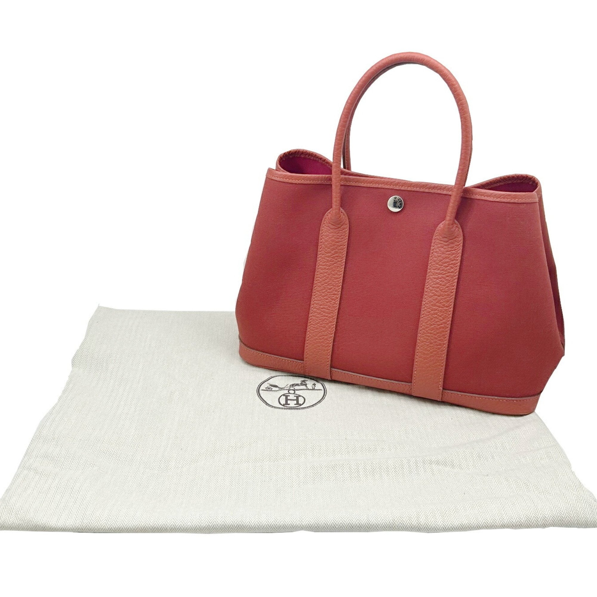 Hermes Red Color Toile H Tote Bag (Pre-Owned)