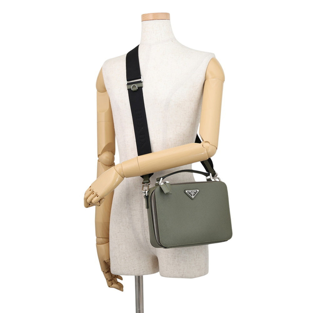 Prada Khaki Saffiano Handbag Shoulder Bag (Pre-Owned)