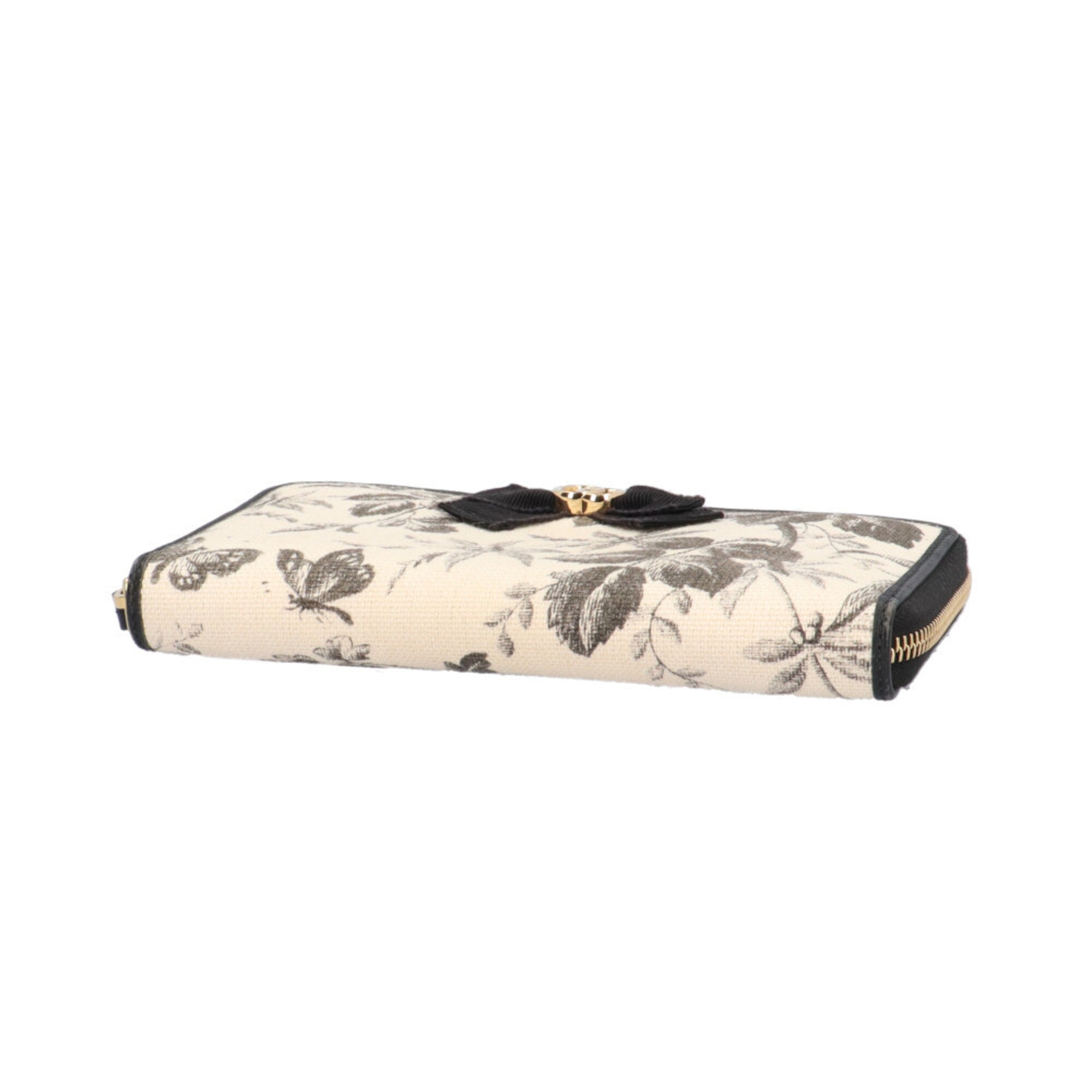 Gucci Beige Black Canvas Long Wallet (Bi-Fold) (Pre-Owned)