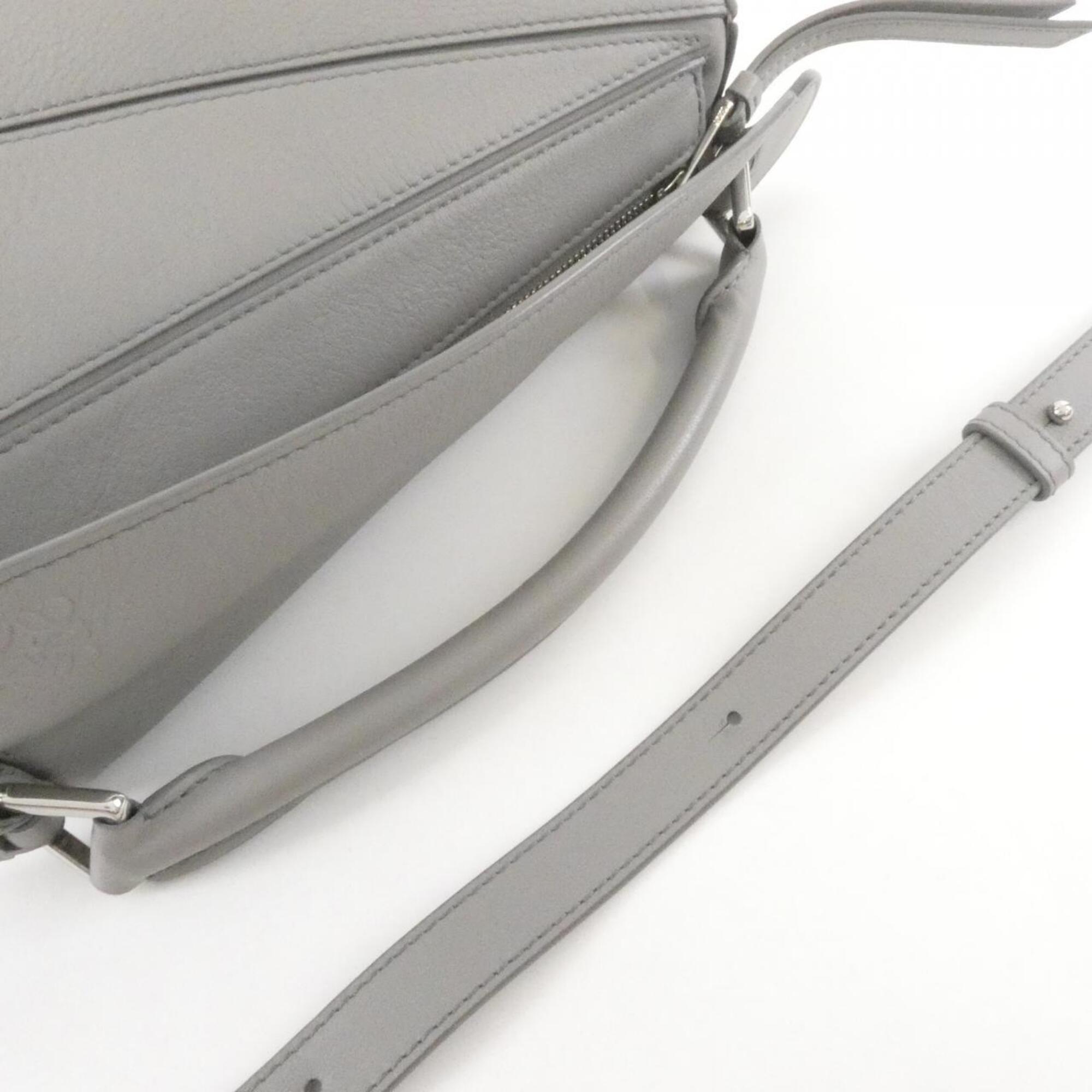 Loewe Puzzle Gray Leather Handbag (Pre-Owned)