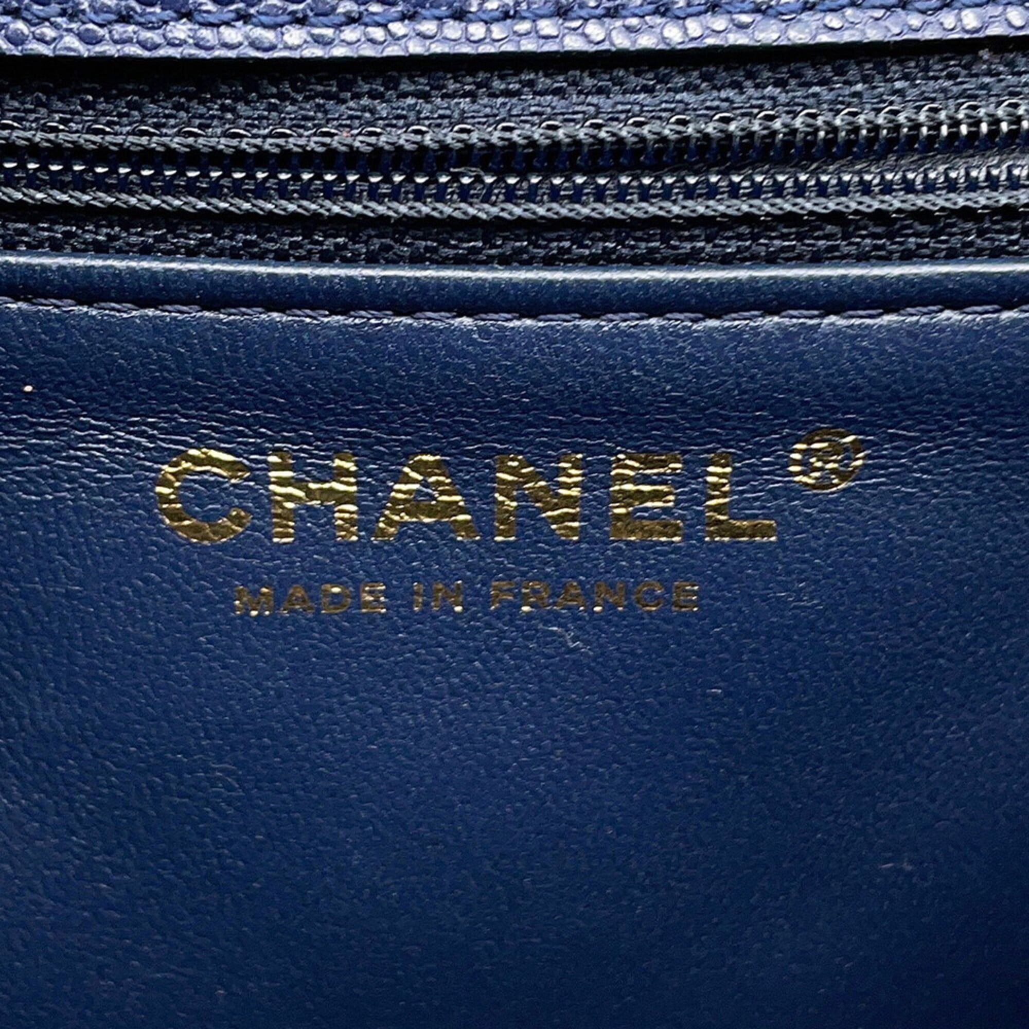 Chanel Navy Grained Calfskin Handbag Shoulder Bag (Pre-Owned)