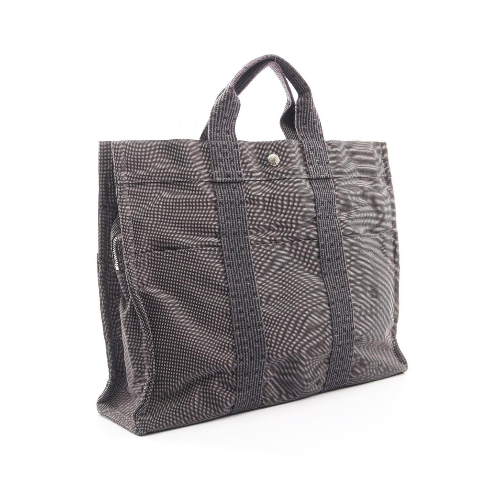 Hermes Gray Nylon Canvas Handbag Tote Bag (Pre-Owned)