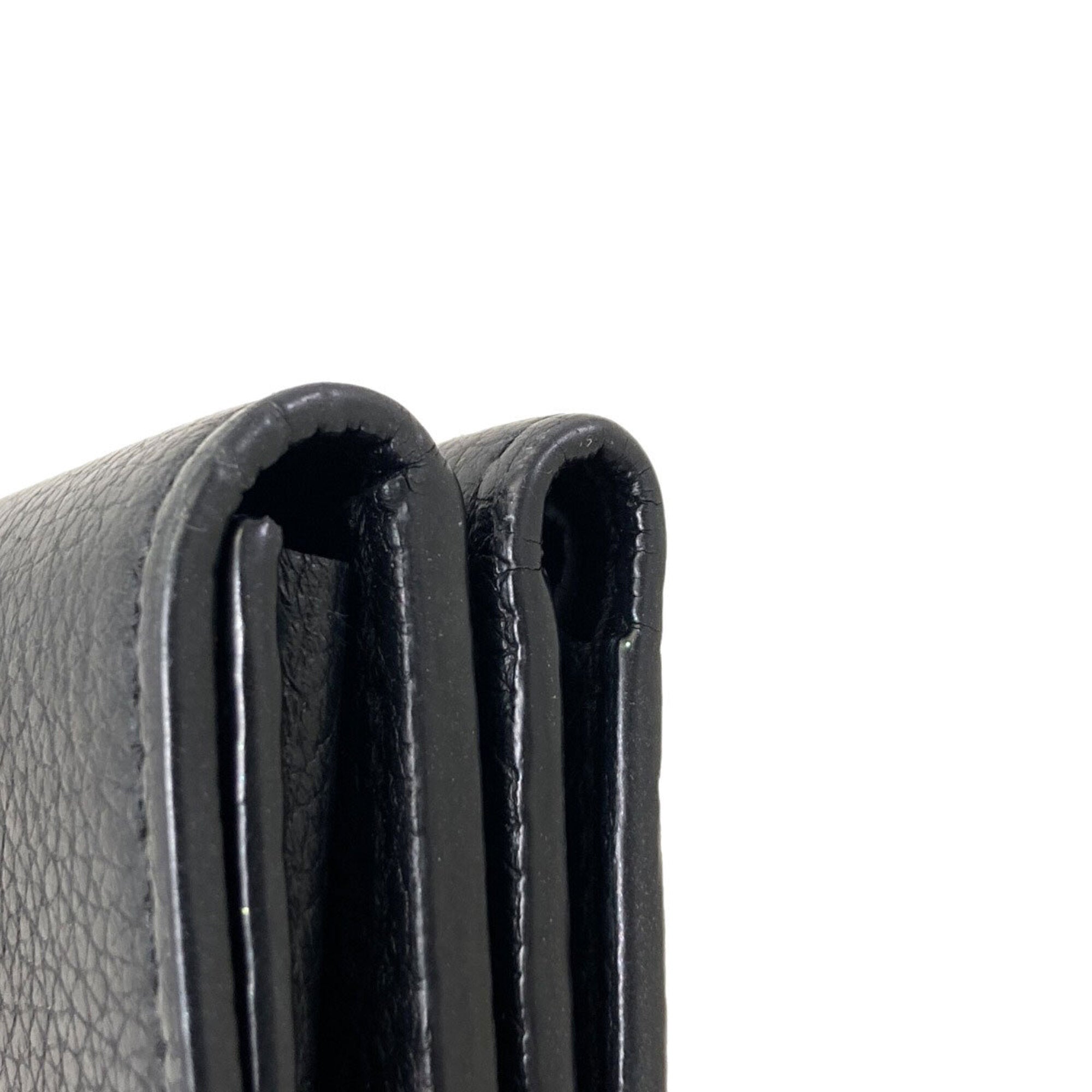 Louis Vuitton Black Leather Wallet (Tri-Fold) (Pre-Owned)