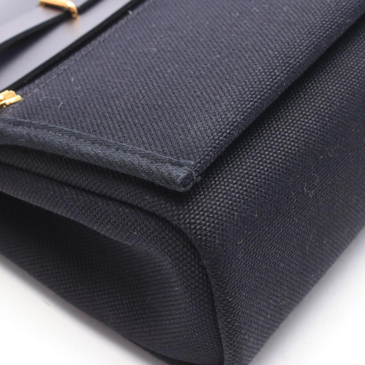 Hermes Black Canvas Leather Handbag Shoulder Bag (Pre-Owned)