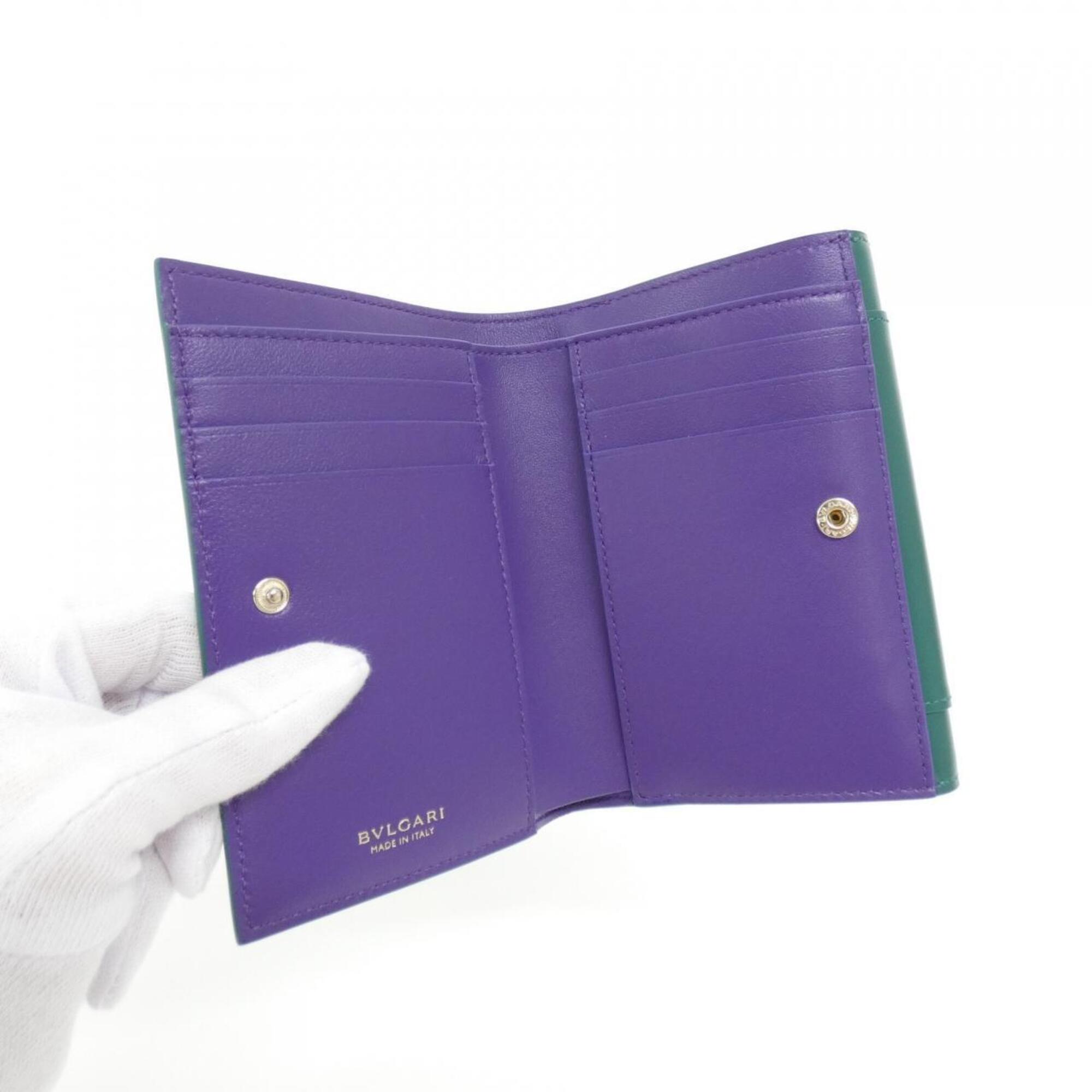 Bvlgari Emerald Green Leather Wallet (Bi-Fold) (Pre-Owned)
