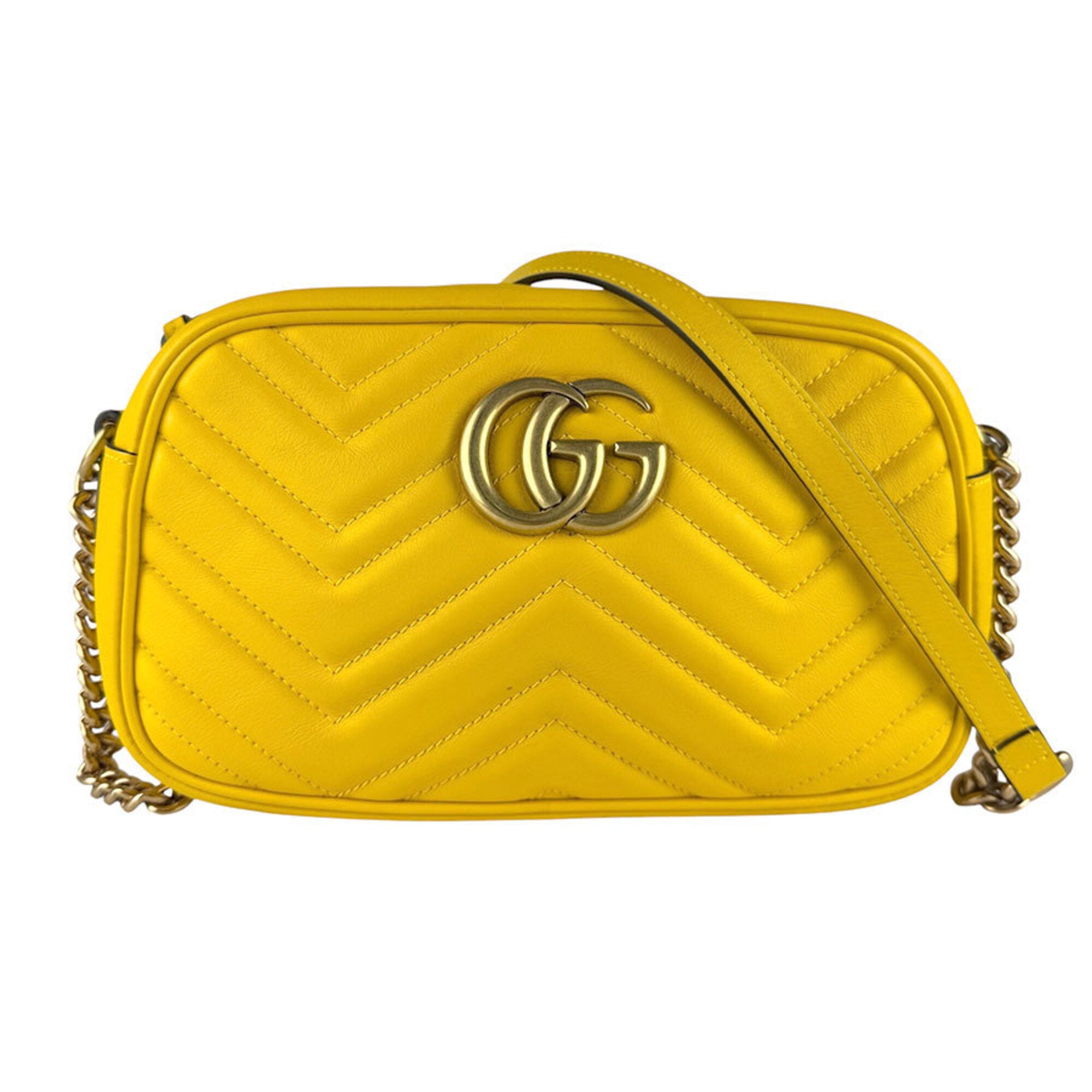 Gucci Gold Yellow Leather Metal Shoulder Bag (Pre-Owned)