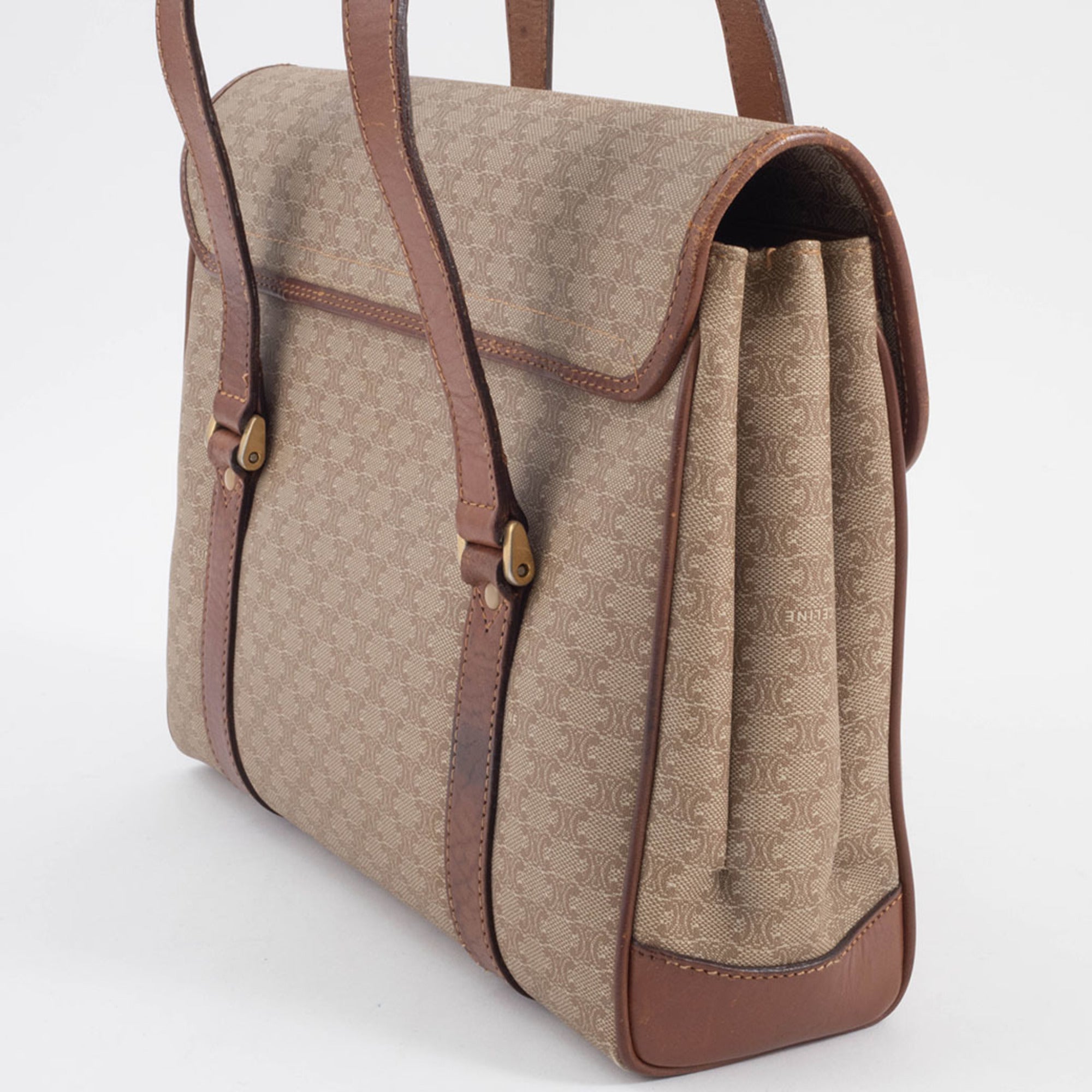 Celine Macadam Beige Brown Pvc Leather Handbag Tote Bag (Pre-Owned)
