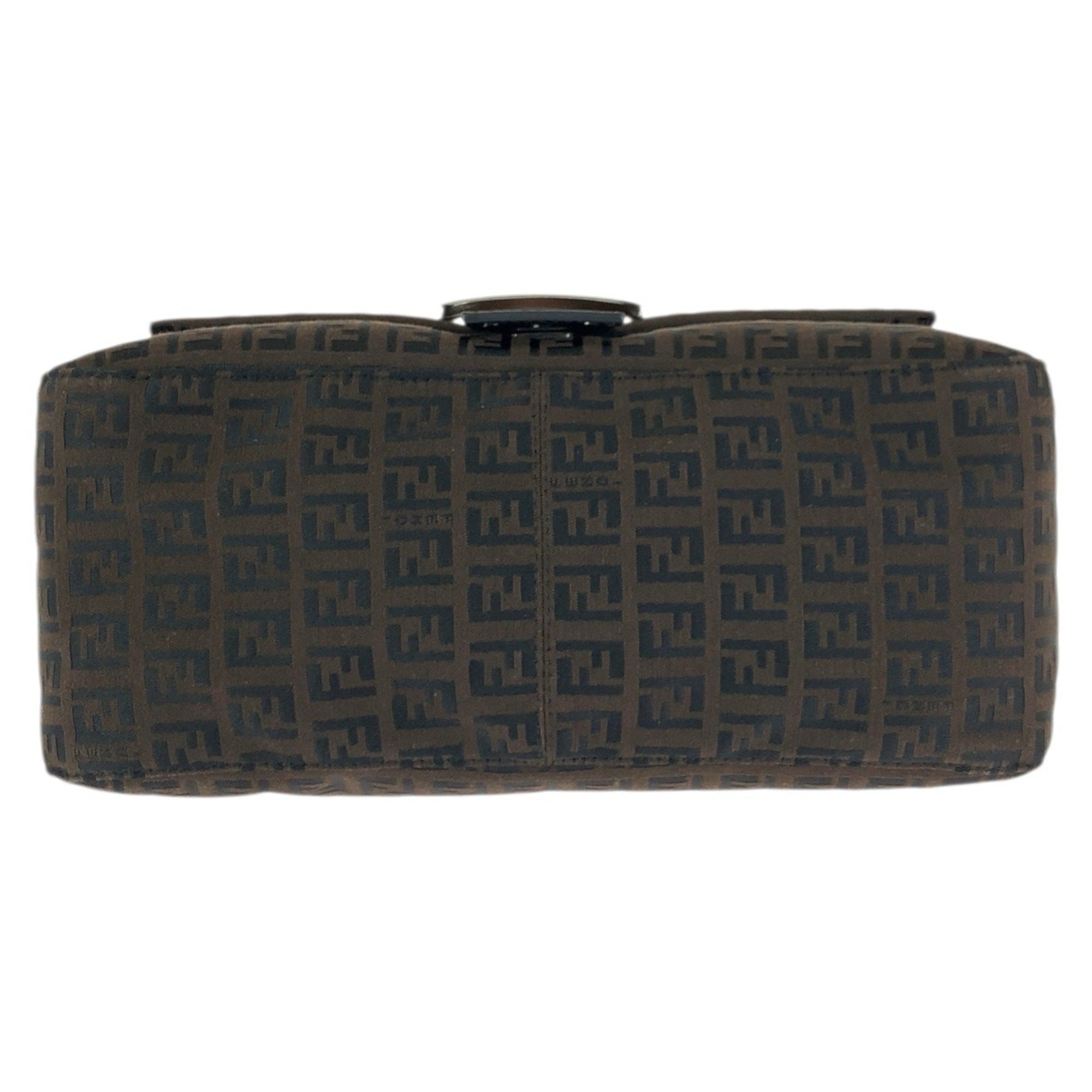 Fendi Dark Brown Nylon Leather Handbag Shoulder Bag (Pre-Owned)