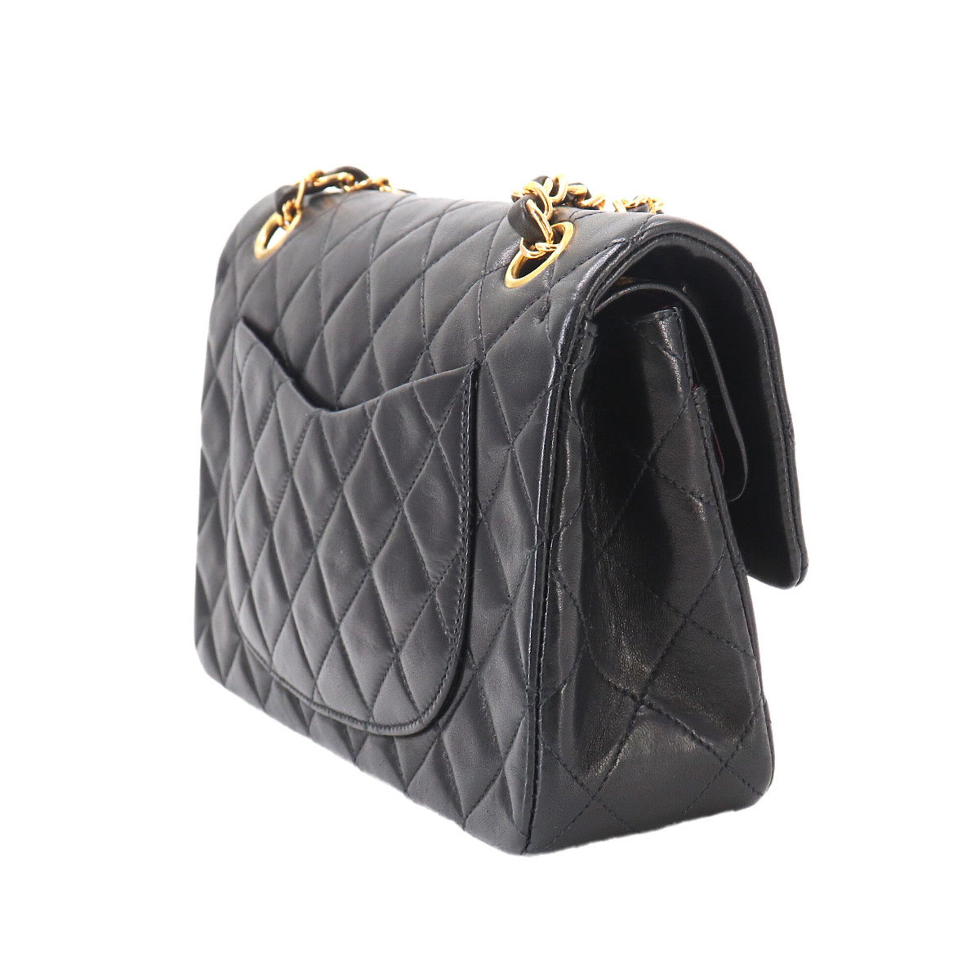 Chanel Matelasse Black Leather Handbag Shoulder Bag (Pre-Owned)