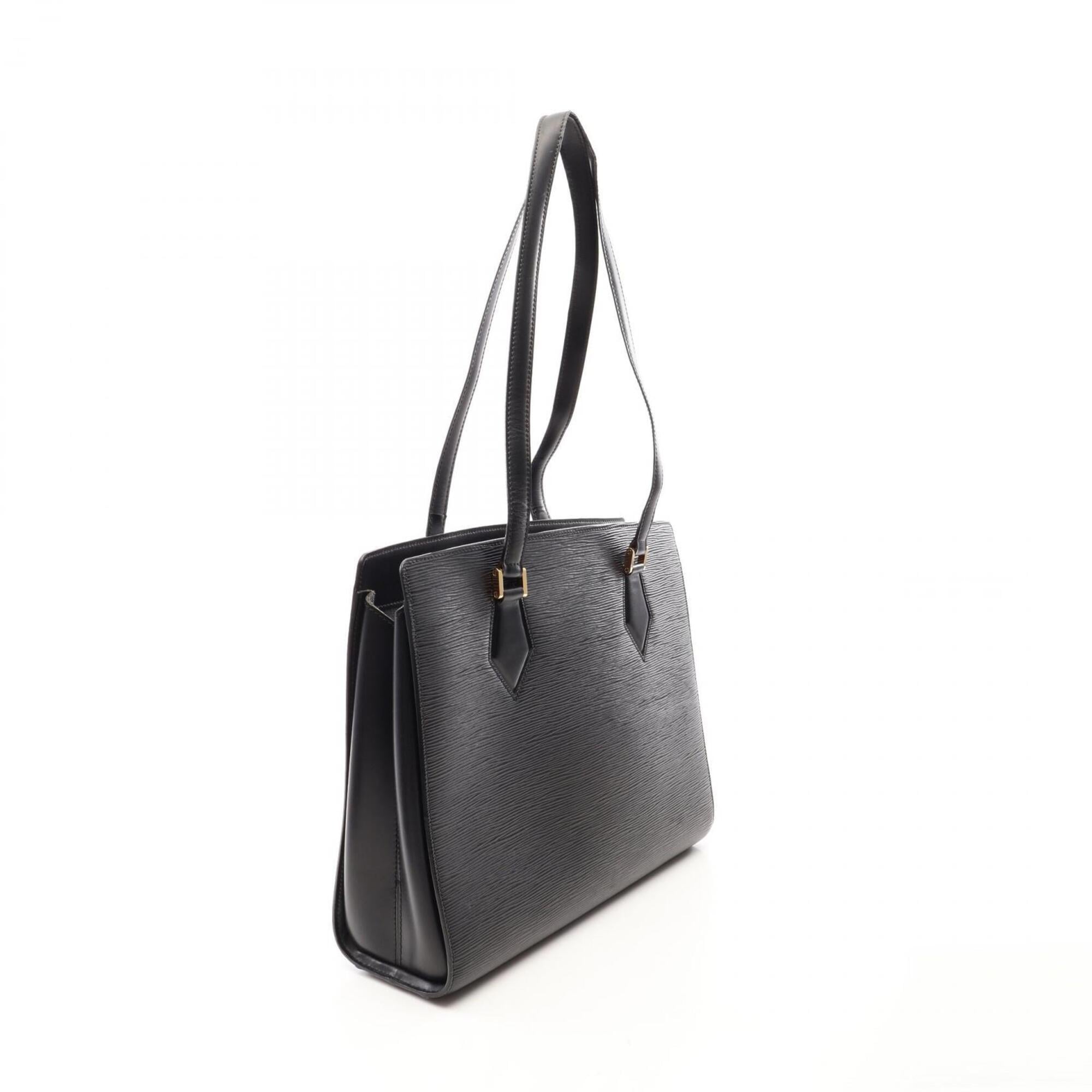 Louis Vuitton Black Leather Handbag Shoulder Bag (Pre-Owned)