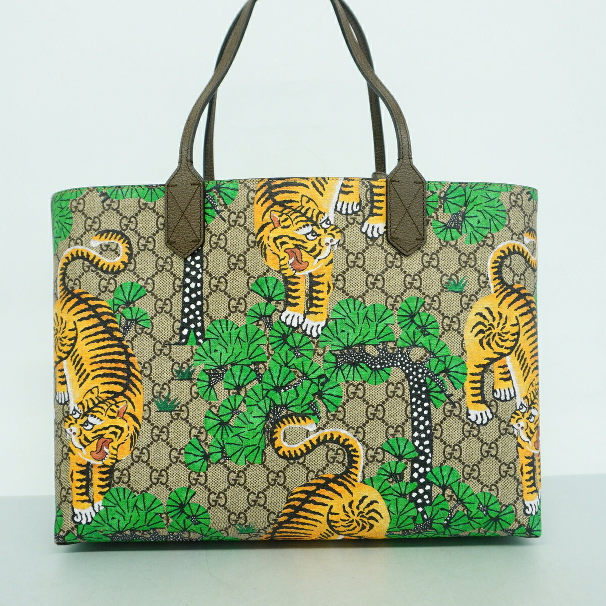 Gucci Brown Green Yellow Pvc Tote Bag (Pre-Owned)