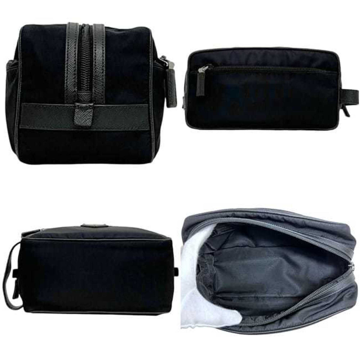 Prada Black Nero Nylon Leather Handbag (Pre-Owned)