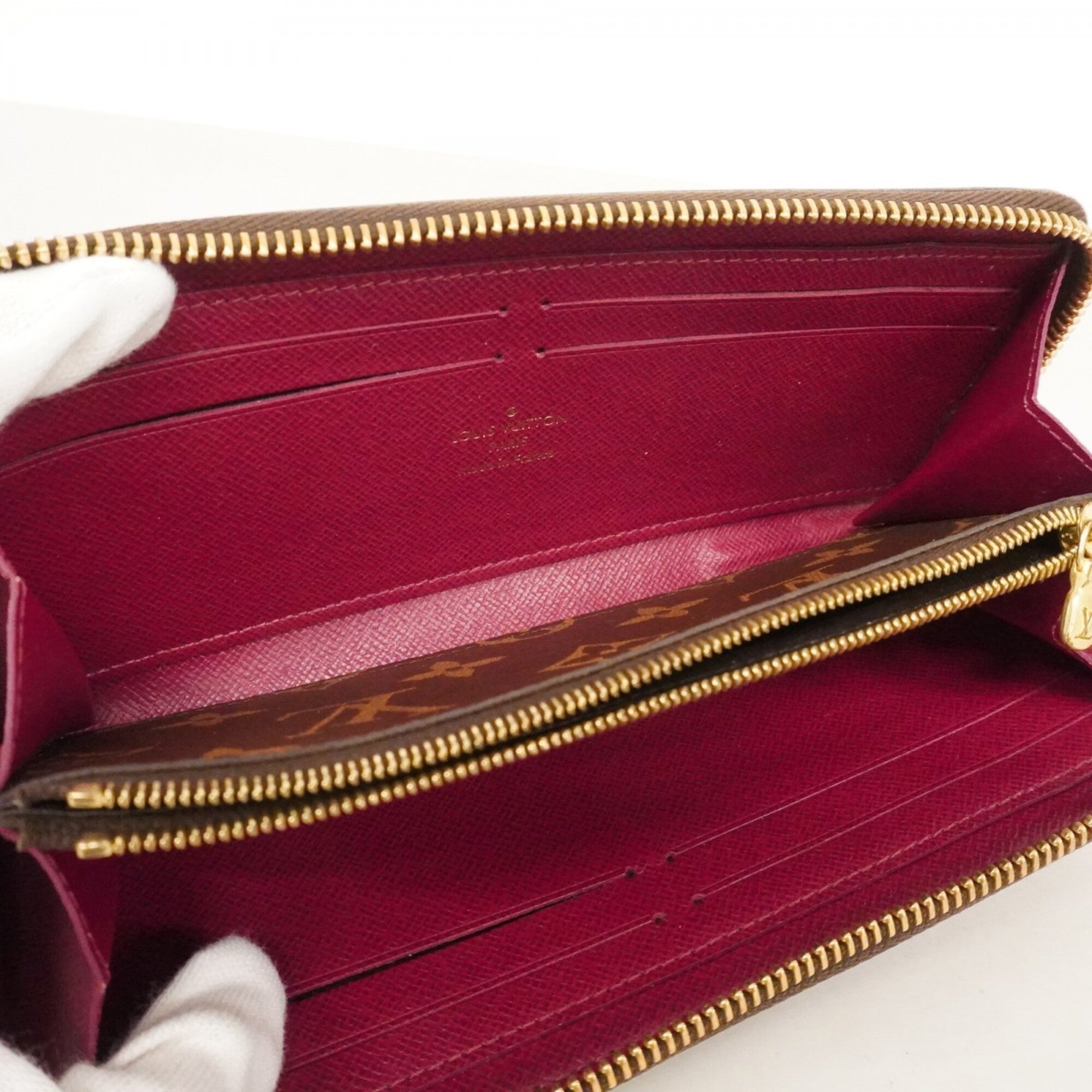Louis Vuitton Brown Fuchsia Long Wallet (Bi-Fold) (Pre-Owned)