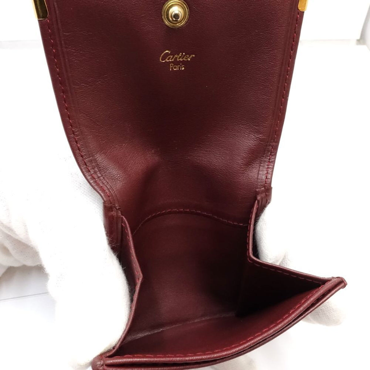 Cartier Must Bordeaux Leather Coin Purse/Coin Case (Pre-Owned)