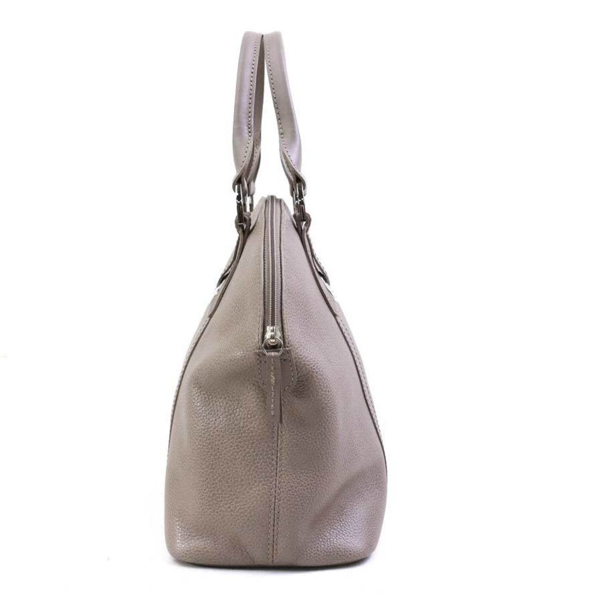 Longchamp Grayish Leather Handbag (Pre-Owned)