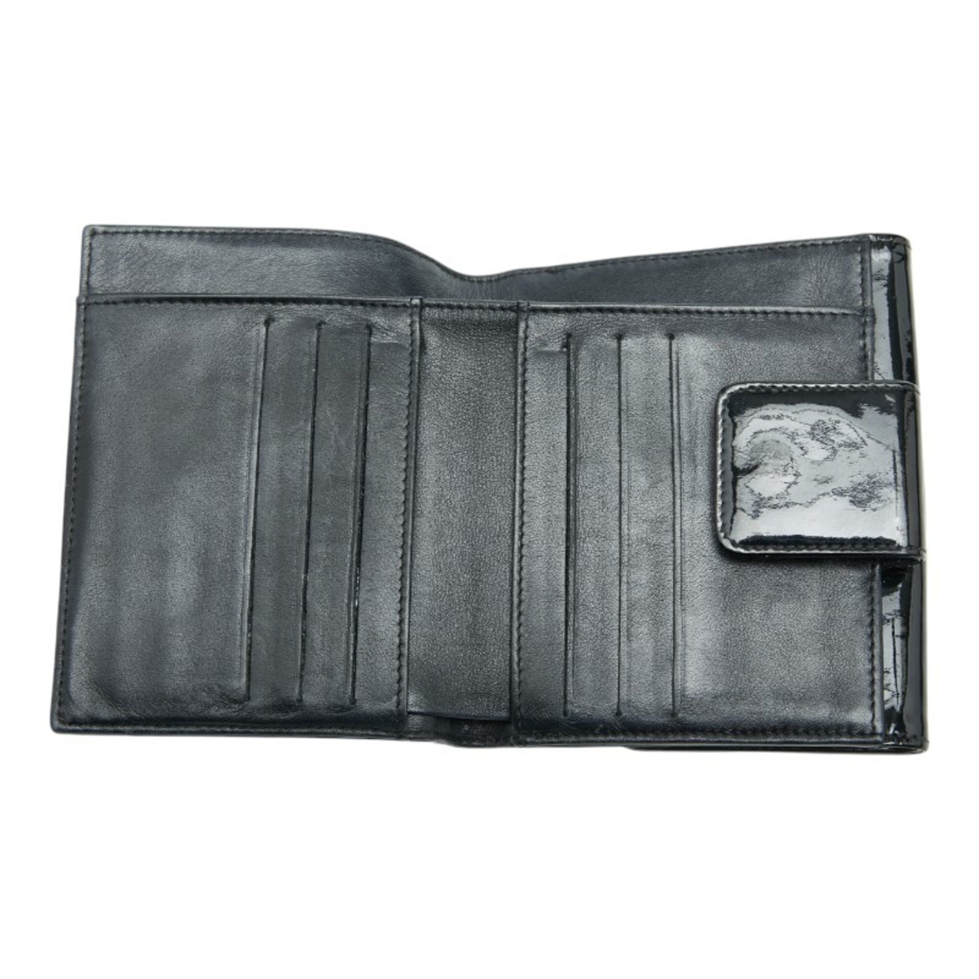 Chanel Black Multi-Color Patent Leather Wallet (Bi-Fold) (Pre-Owned)