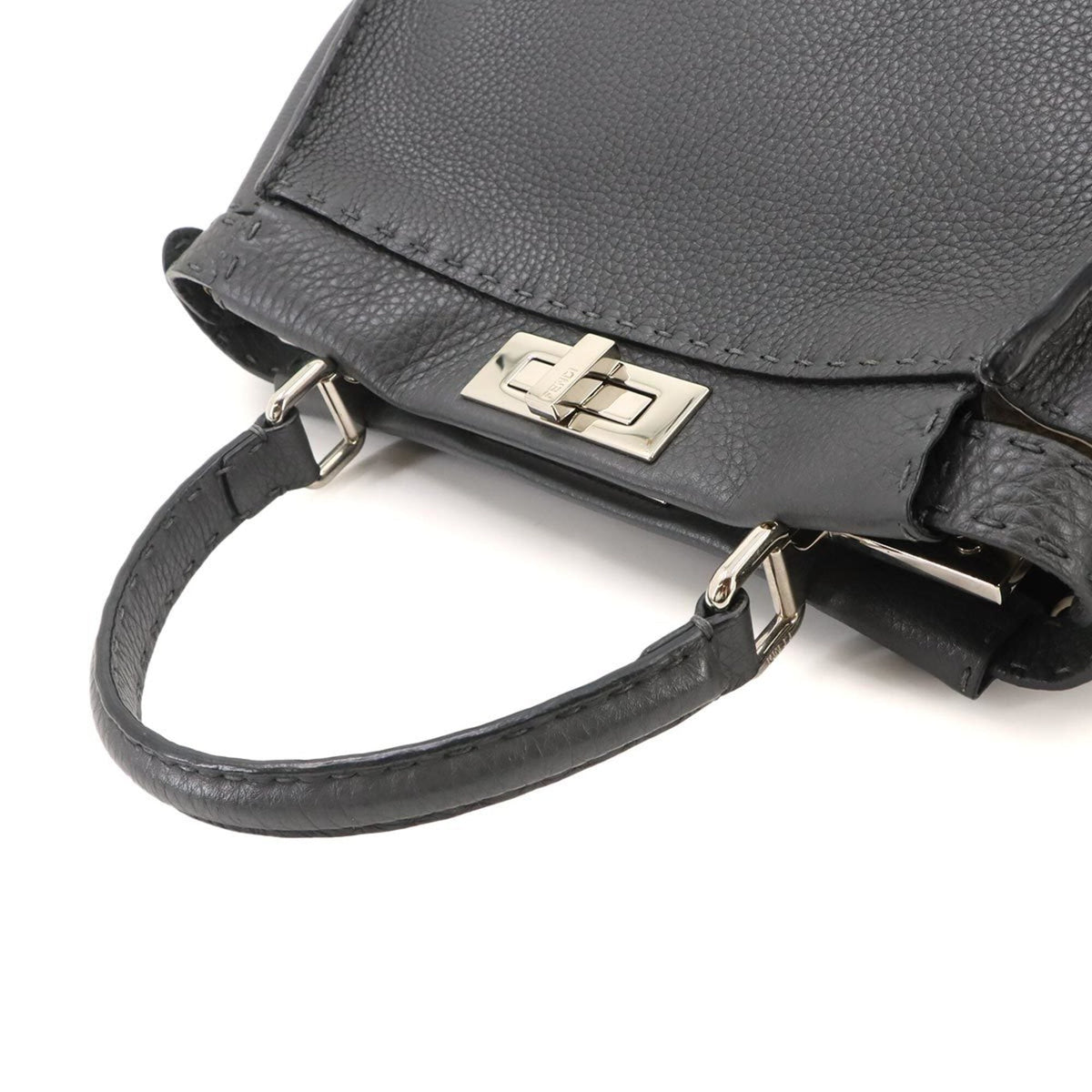 Fendi Gray Leather Handbag (Pre-Owned)
