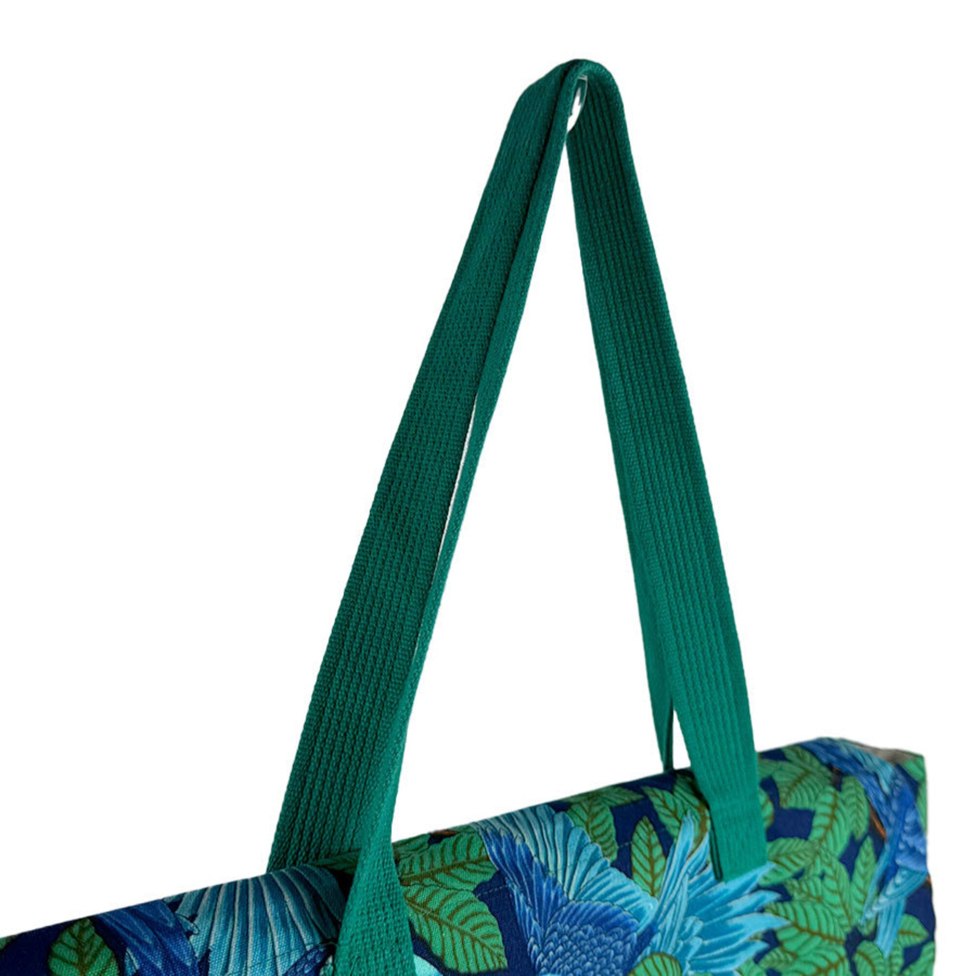 Hermes Blue Green Canvas Tote Bag (Pre-Owned)