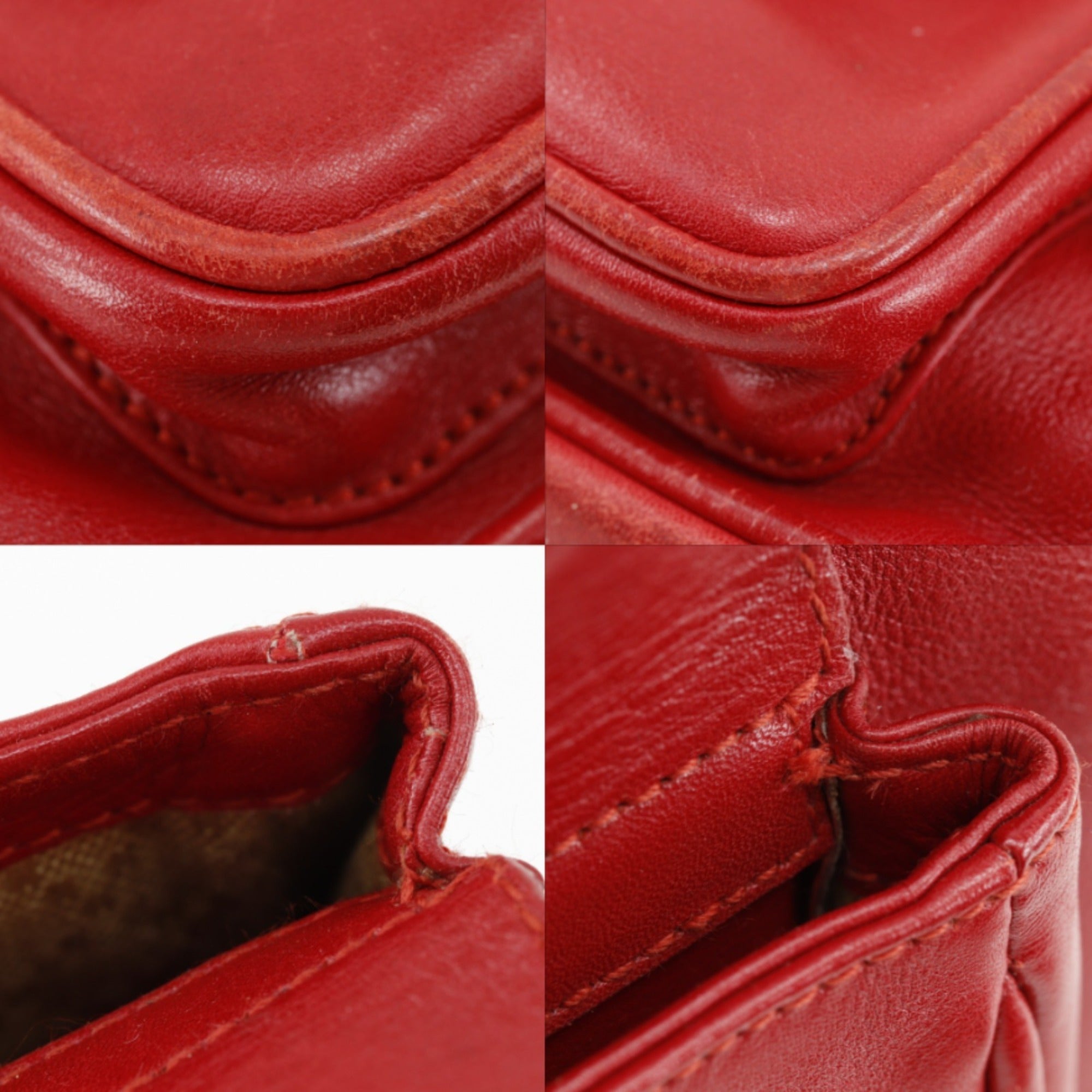 Gucci Bamboo Red Color Leather Backpack (Pre-Owned)