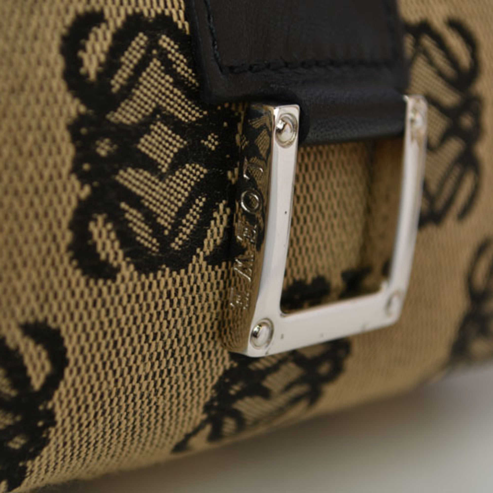 Loewe Beige Black Canvas Pouch (Pre-Owned)
