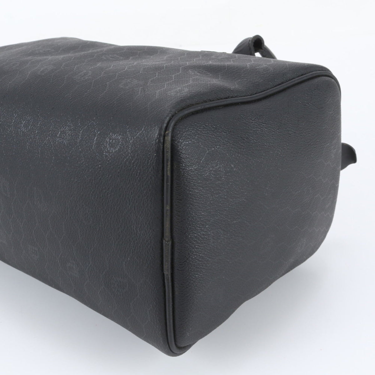Christian Dior Black Leather Coated Canvas Boston Bag Handbag Tote Bag (Pre-Owned)